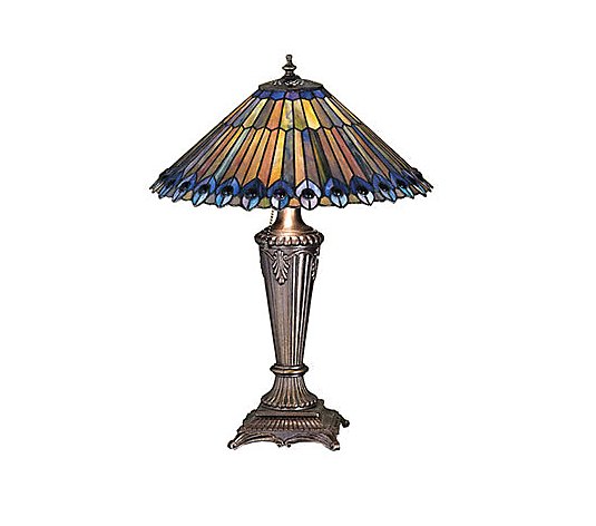 Tiffany Style 23" Peacock Cone Table Lamp