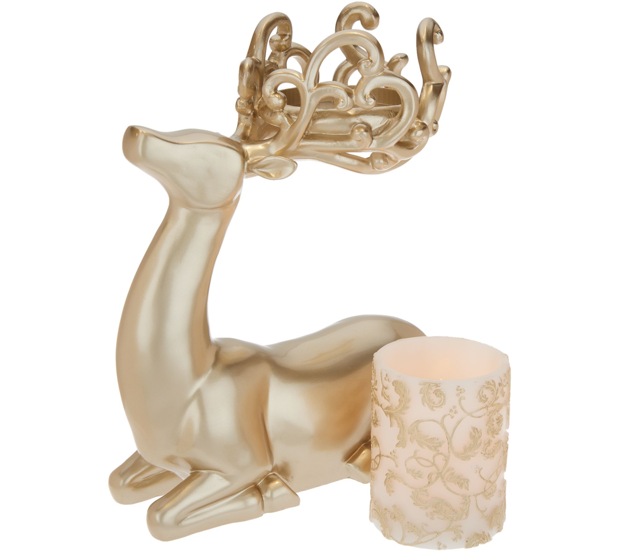 (QVC) Q2 Kringle Express 15" Reindeer Oversized Candle Holder with