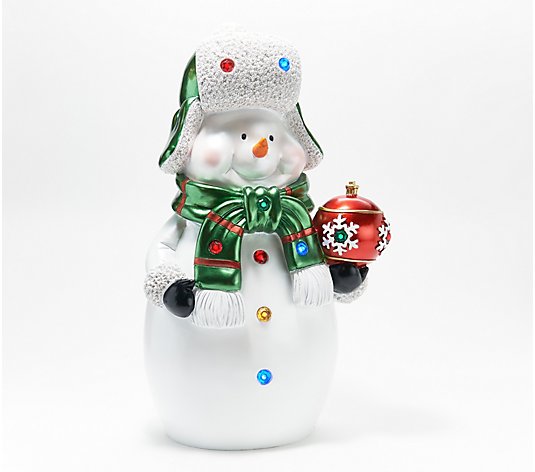 Kringle Express 22" Illuminated Resin Snowman with Hat and Scarf
