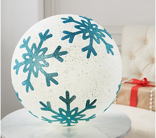 16" Illuminated Oversized Snowflake Glitter Sphere by Valerie