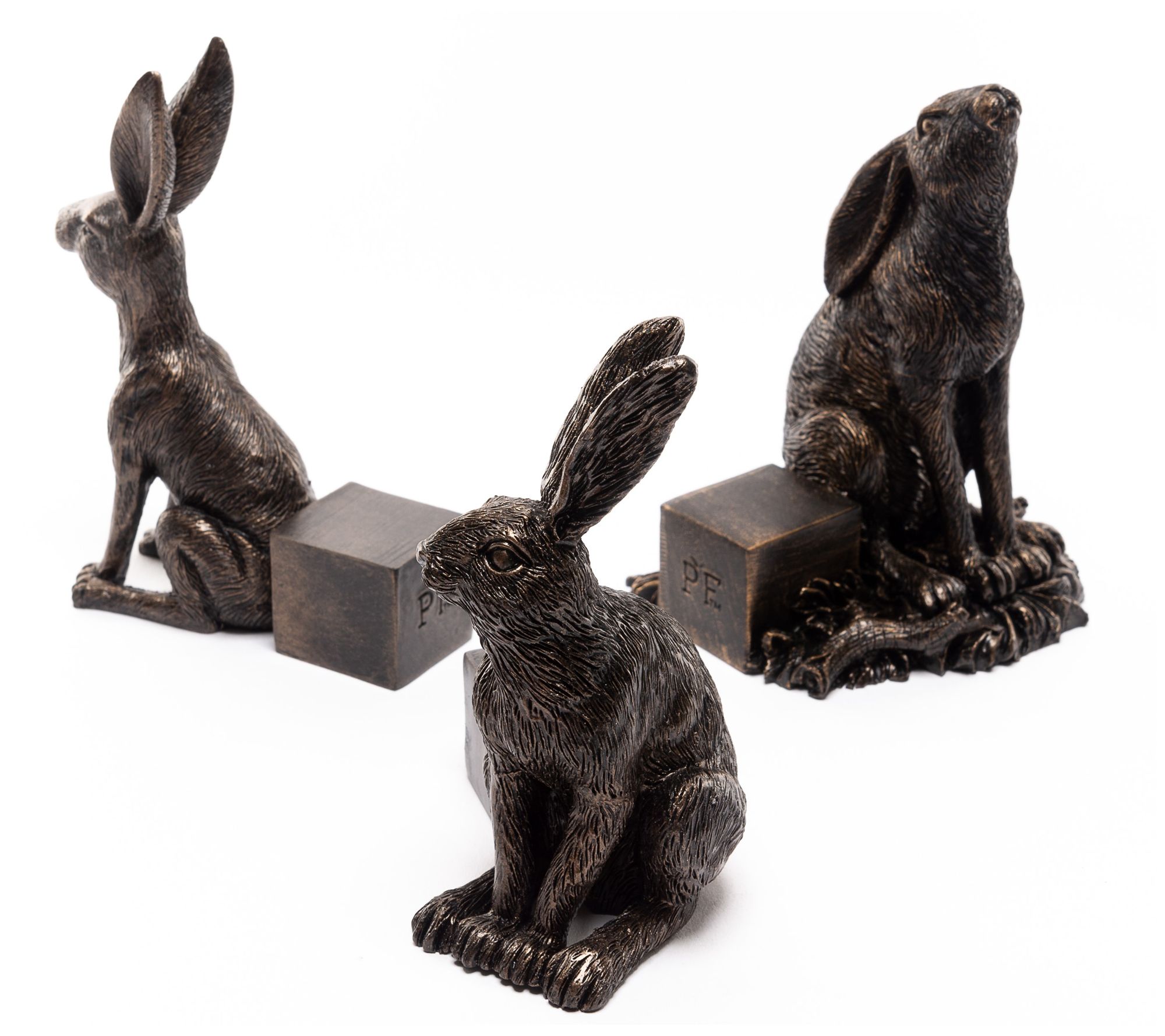Potty Feet Silver Brushed Hare Set of 3