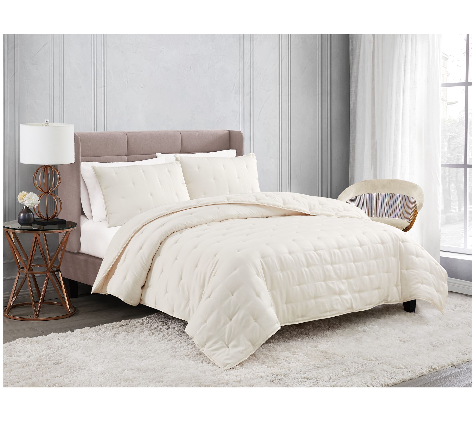 Badgley Mischka Home Tufted Matte Satin King Quilt Set