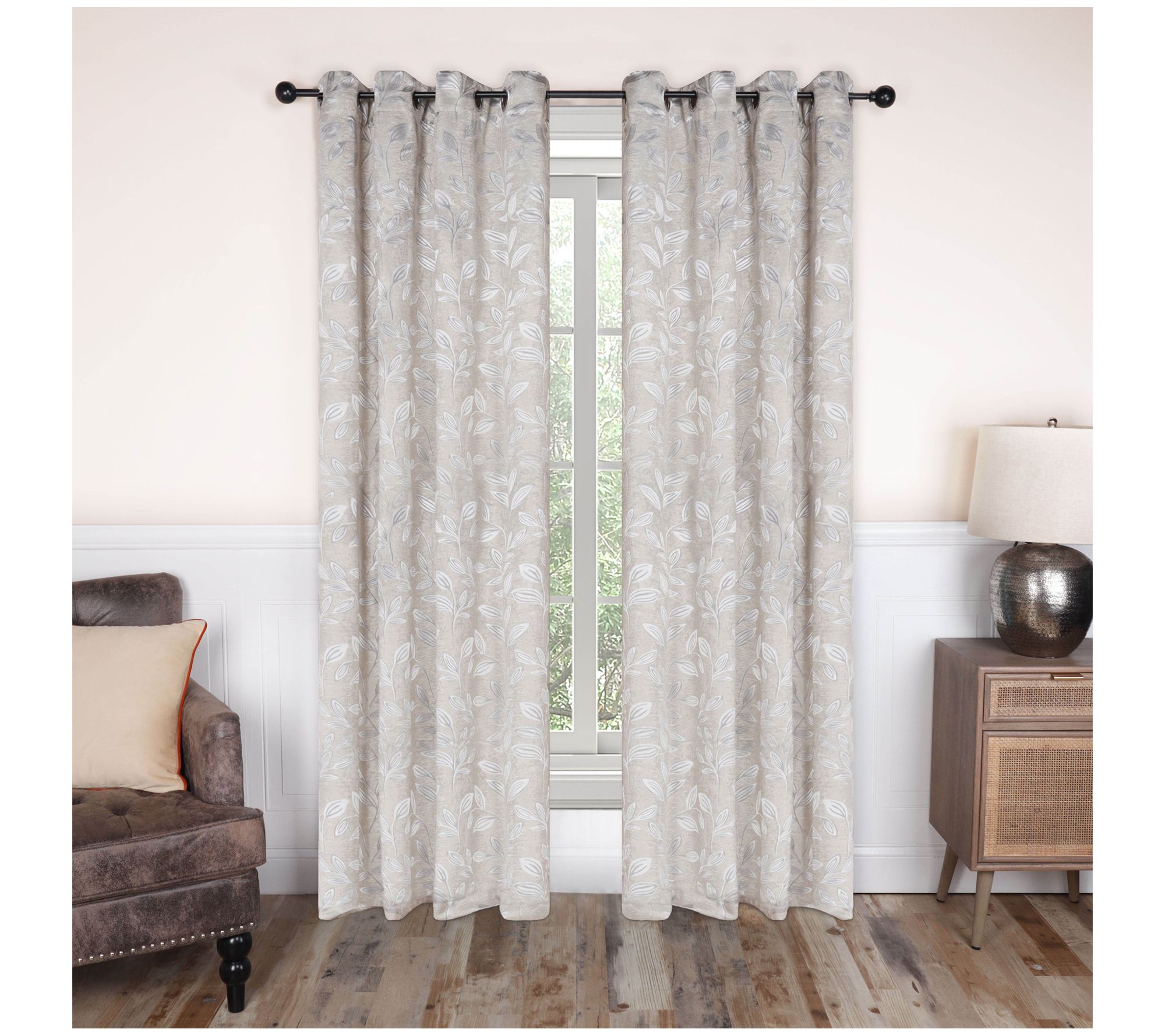 Superior Bohemian Leaves Blackout 2-Piece Curtain Set, 52x120 - QVC.com