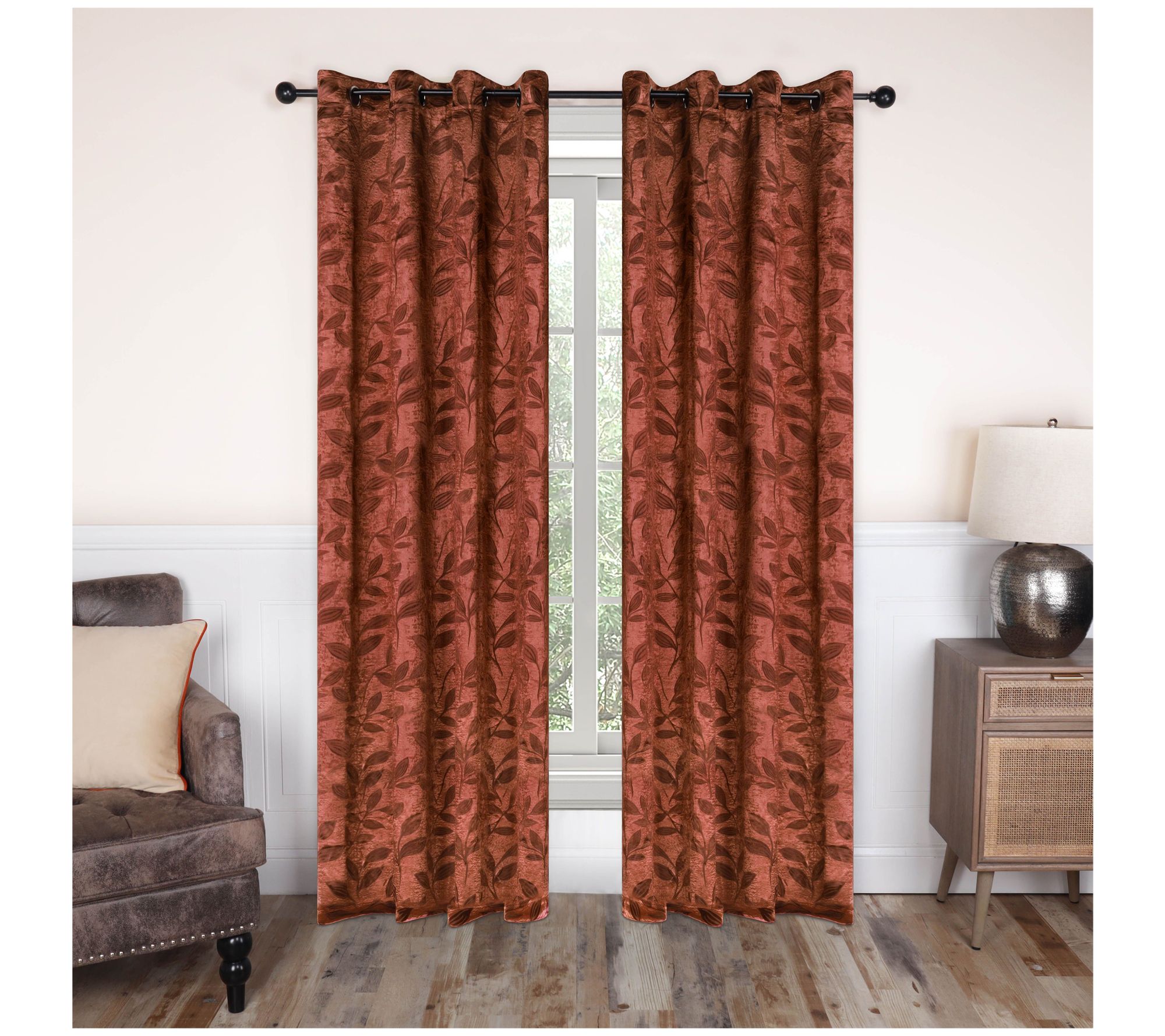 Superior Bohemian Leaves Blackout 2-Piece Curtain Set, 52x120