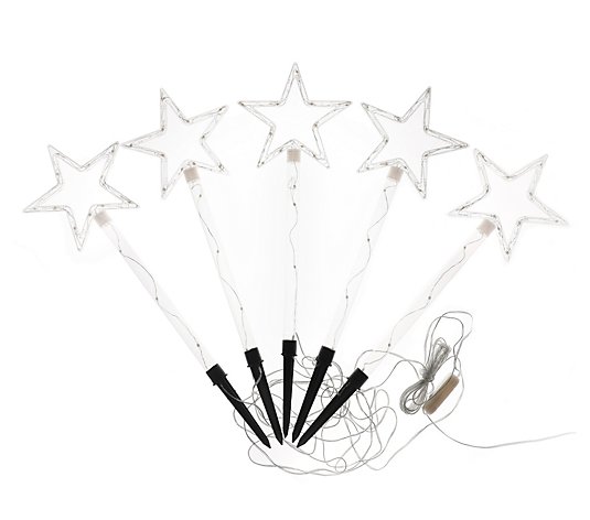 LuxenHome Set of 5 Lighted Star Stakes