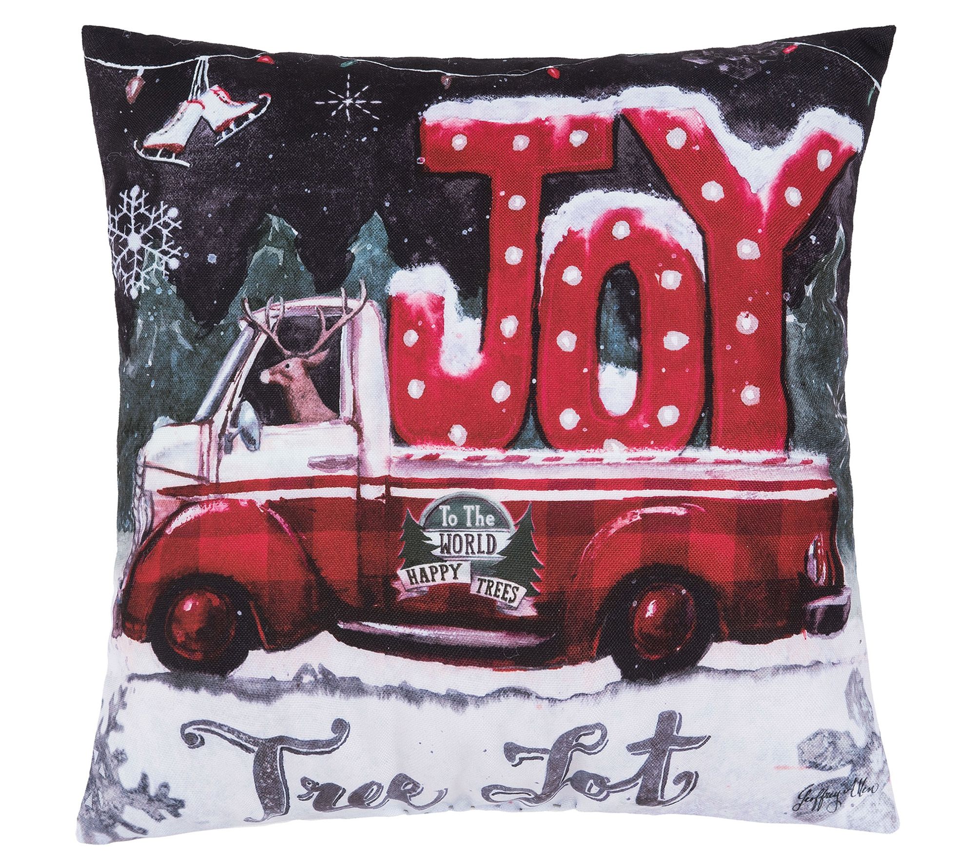 18" x 18" Tree Lot Joy Throw Pillow by Valerie