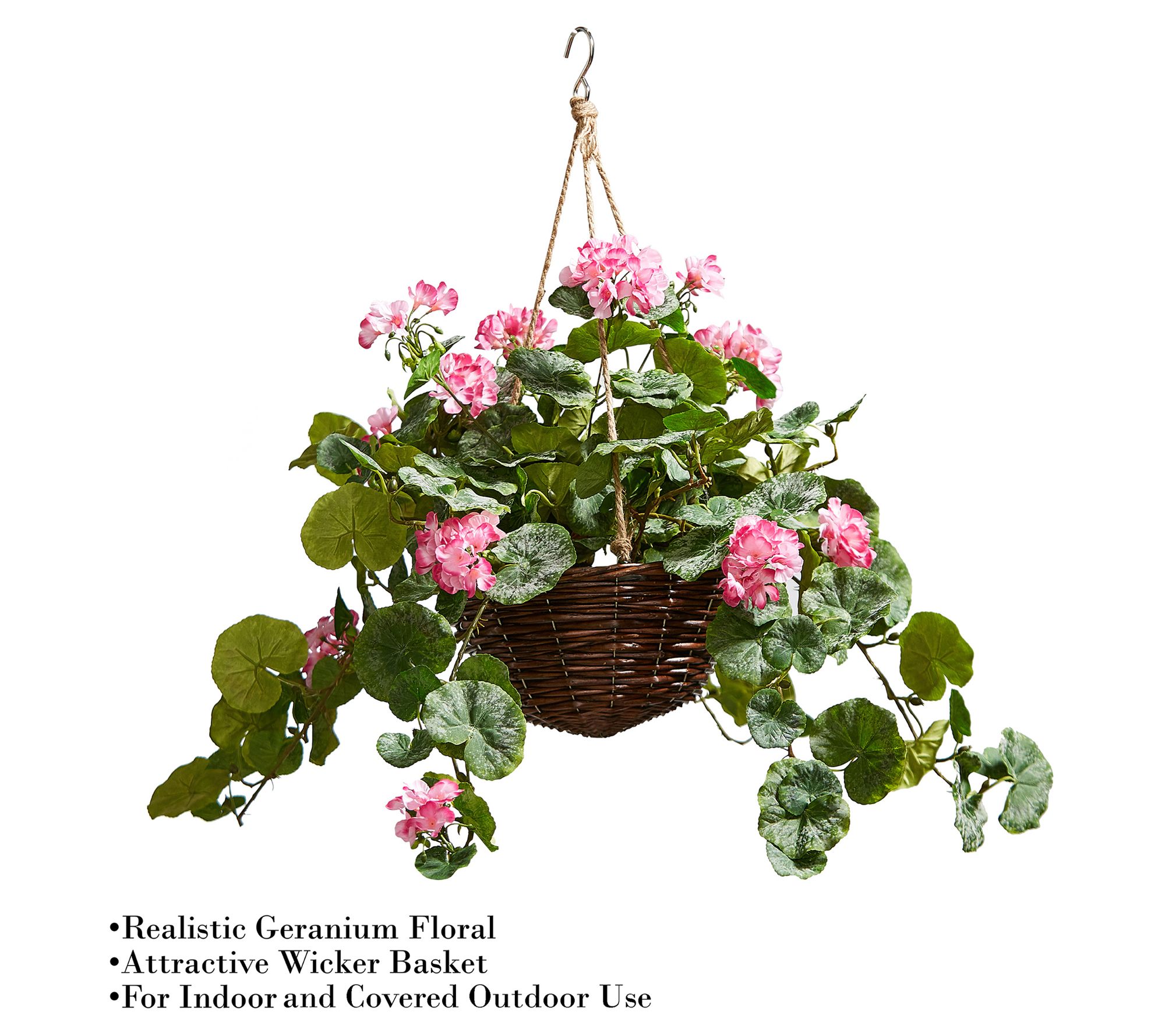 Pure Garden Faux Flower Basket (Hot Pink Geranium)