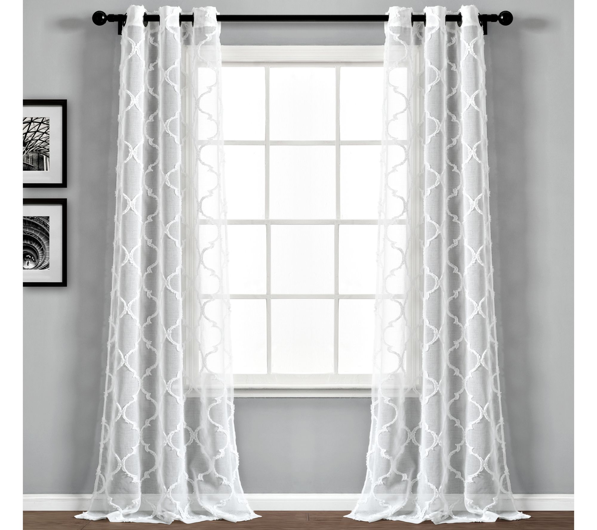 Avon Trellis Grommet Sheer 38"x84" (2)Window Panels