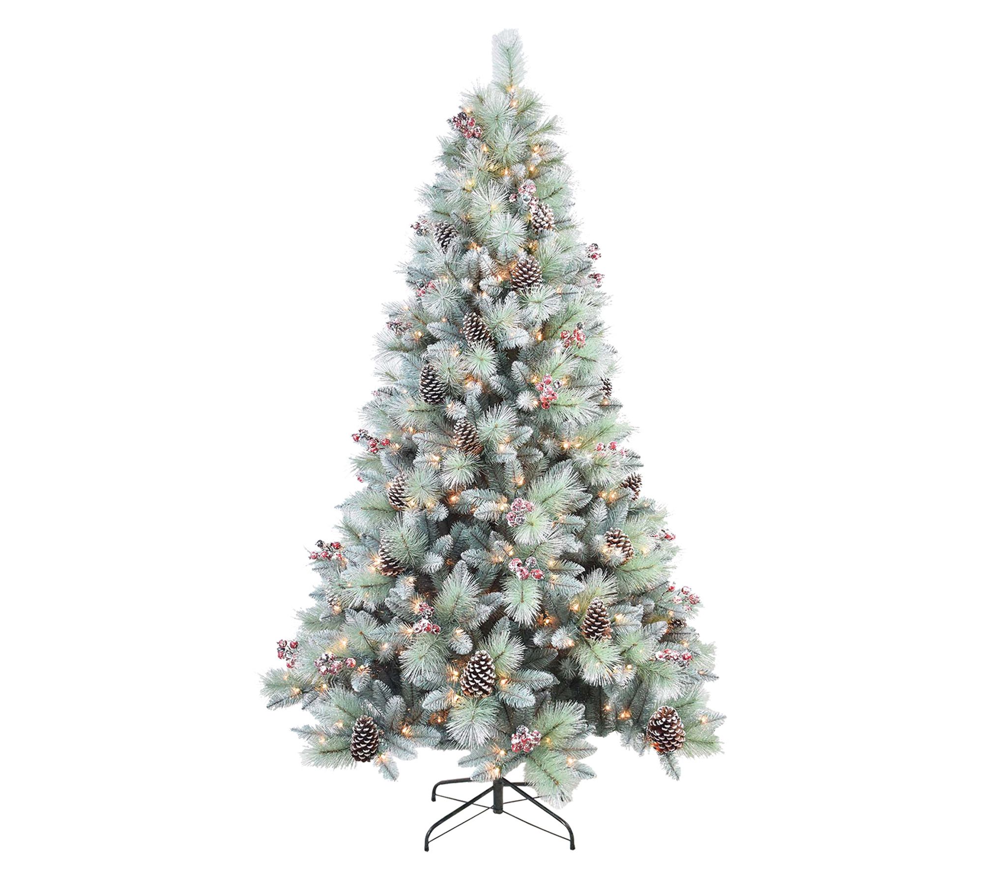 7' Glitter Mixed Pine Tree with 400 Lights by Santa's Worksho