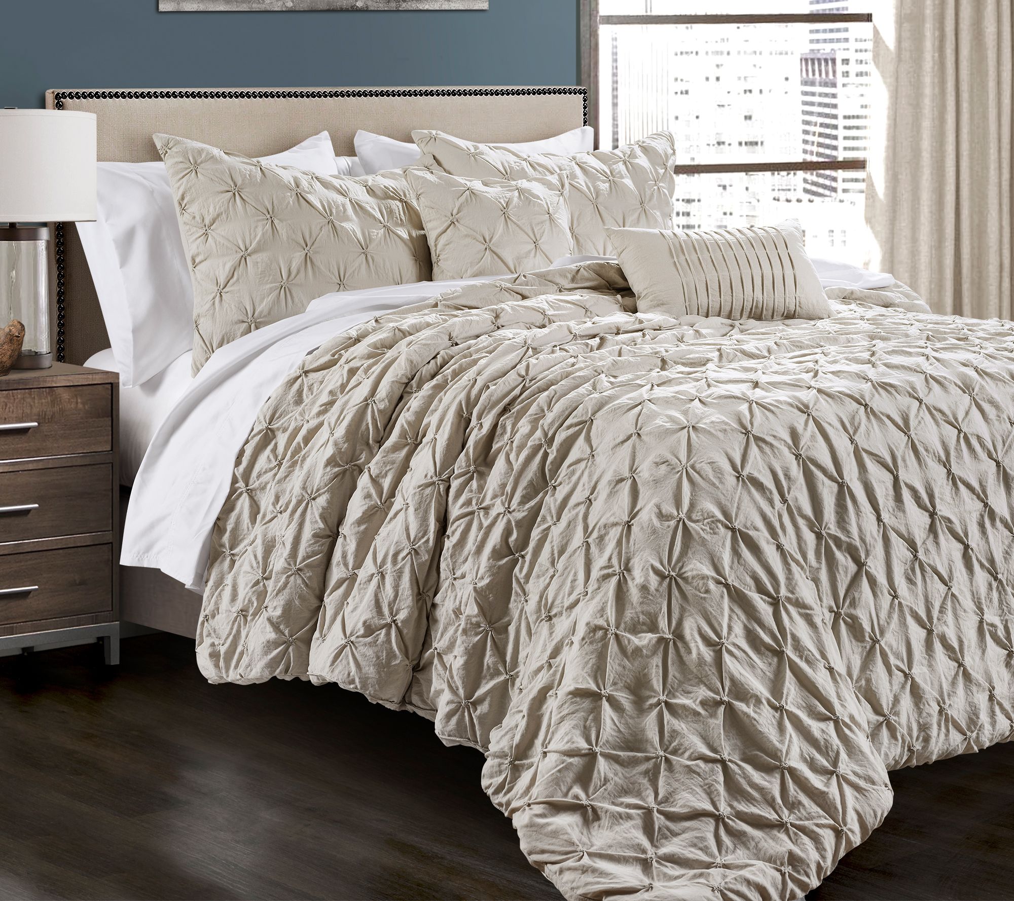 Ravello Pintuck 5-Piece King Comforter Set by Lush Decor