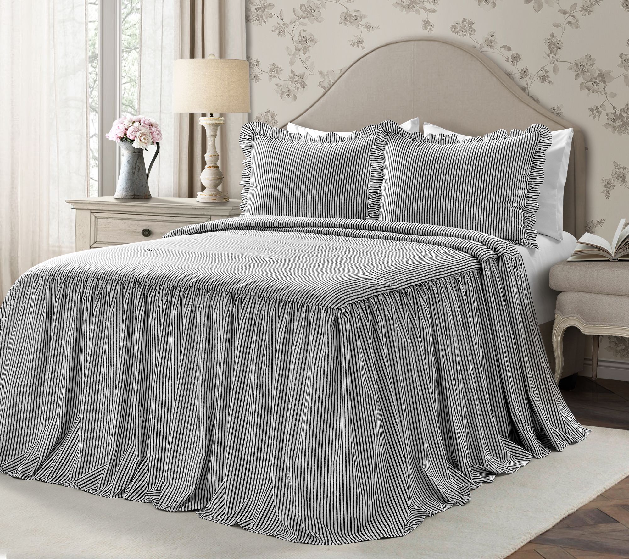 Ticking Stripe 3-Piece Full Bedspread Set by Lush Decor