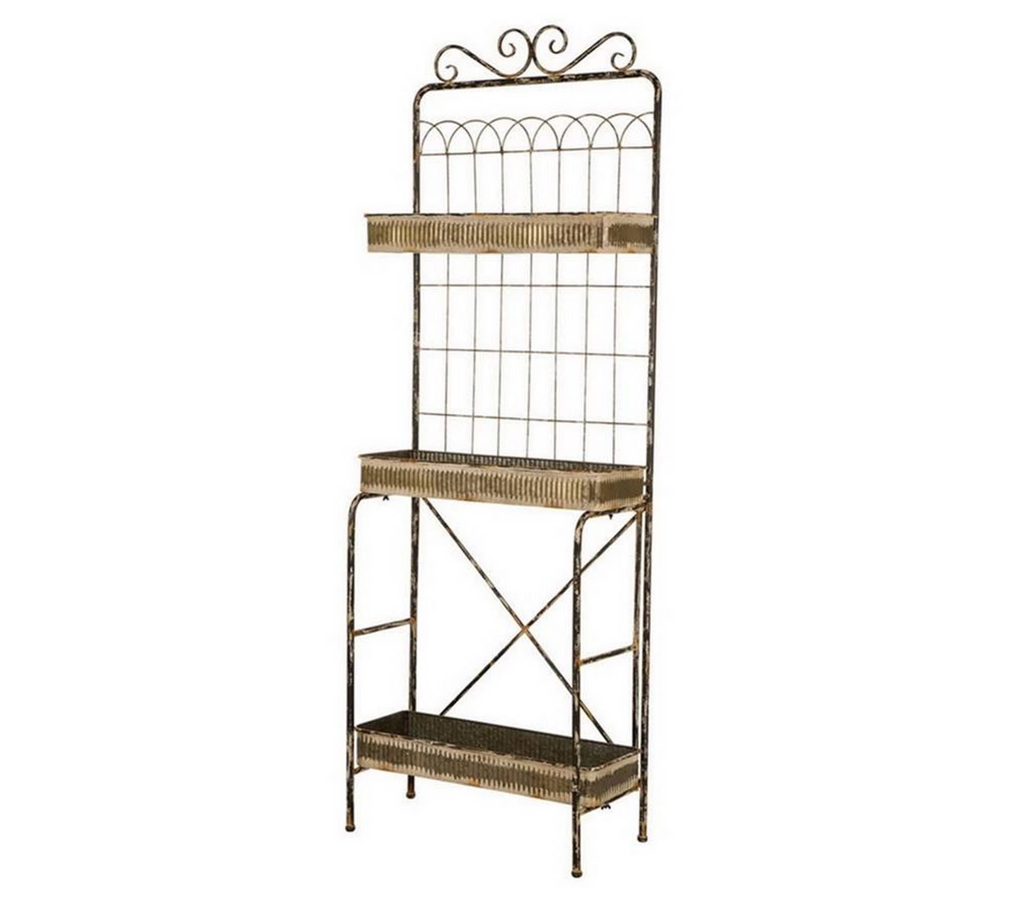 Glitzhome Farmhouse Rustic Free Standing Metallanter Stand