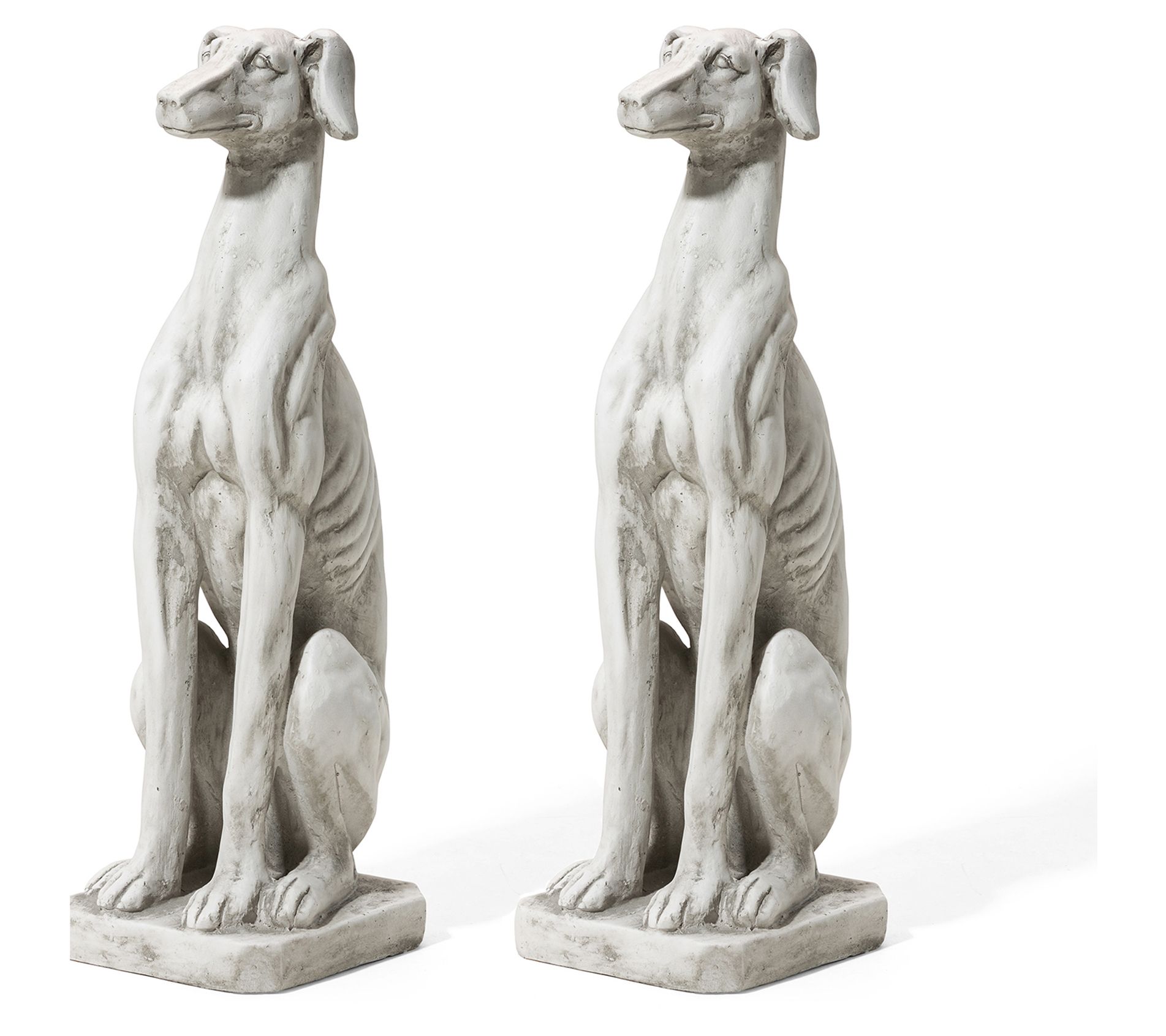 Glitzhome 32'' Sitting Greyhound Dog Garden Statues S/2