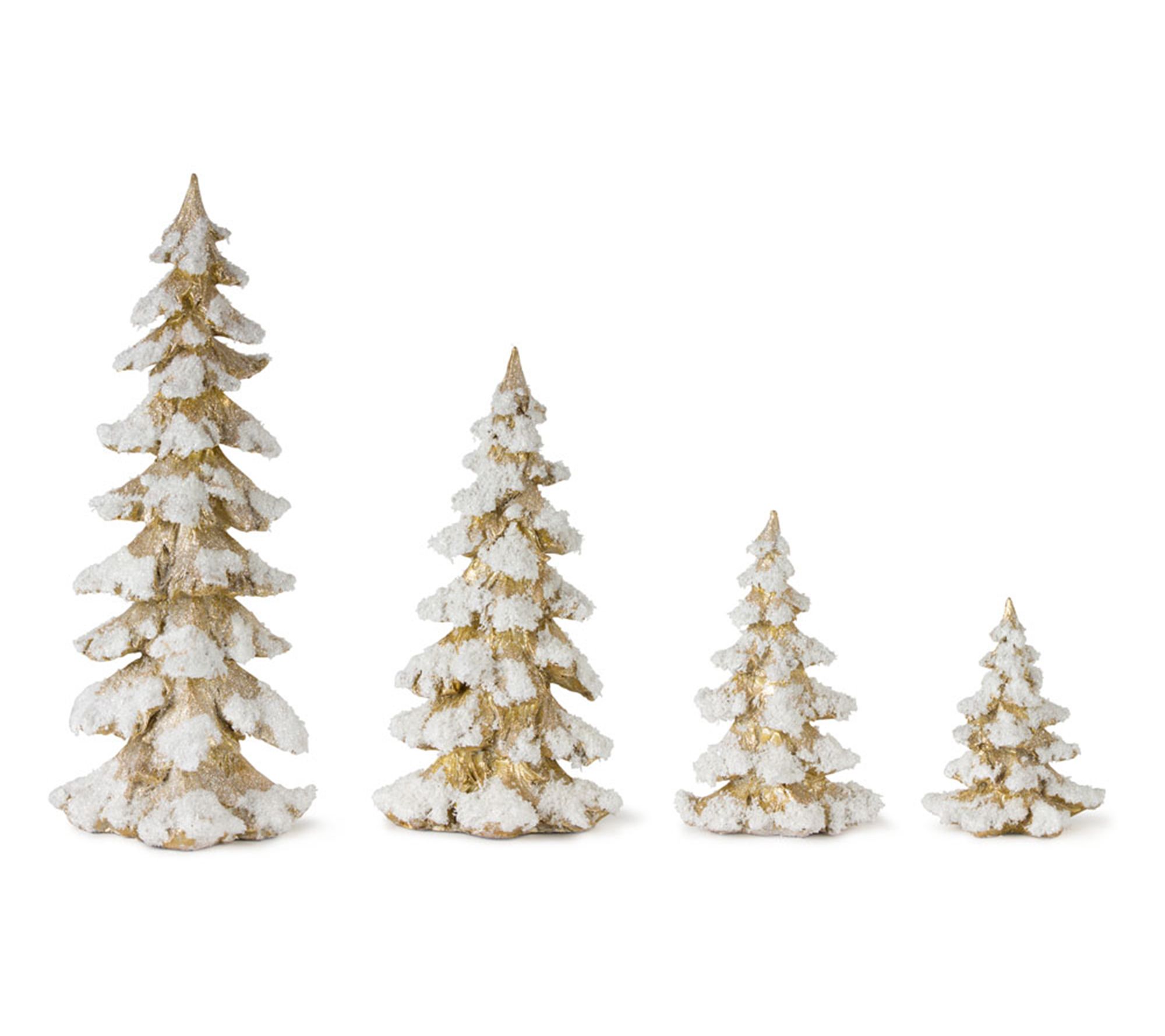 Melrose Gold Flocked Pine Tree Decor (Set of 4)