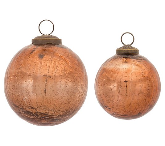 Melrose Copper Crackle Glass Ornament (Set of 6)
