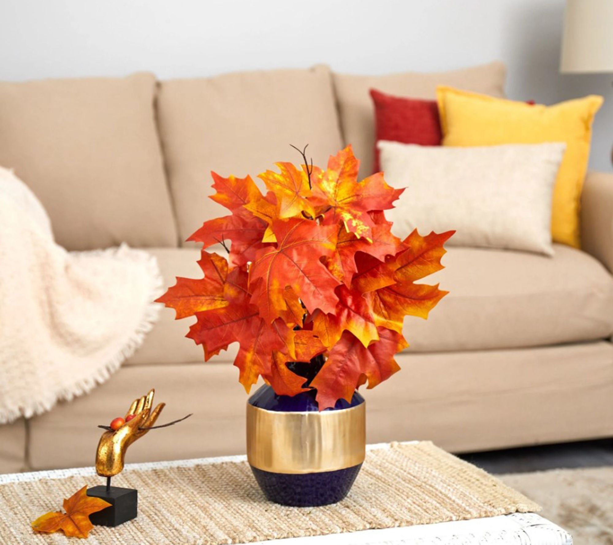 Nearly Natural 18" Autumn Maple Leaf Plant in Planter