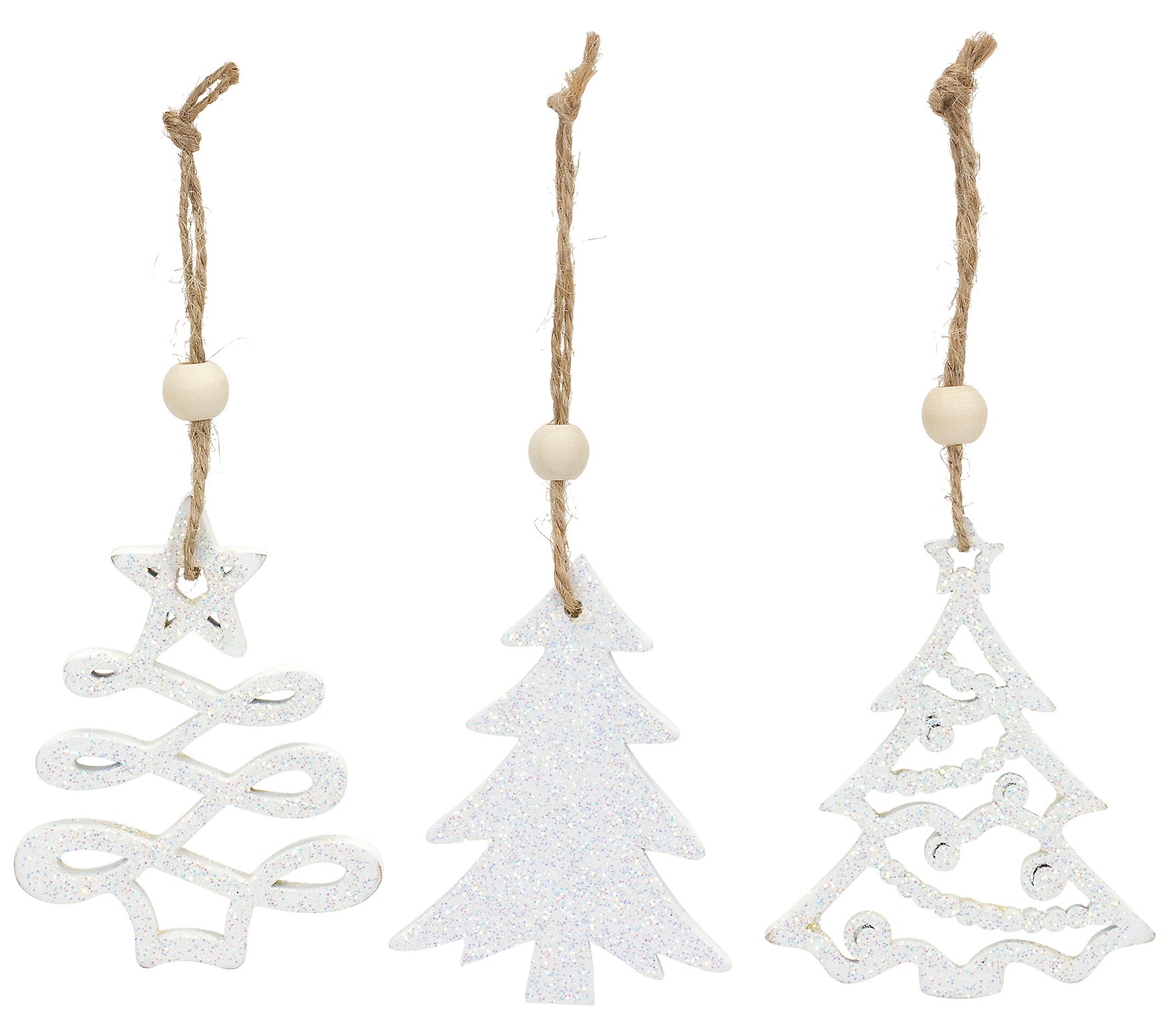 Melrose Wood Tree Tag Ornament with Beaded Hang er (Set of 9)