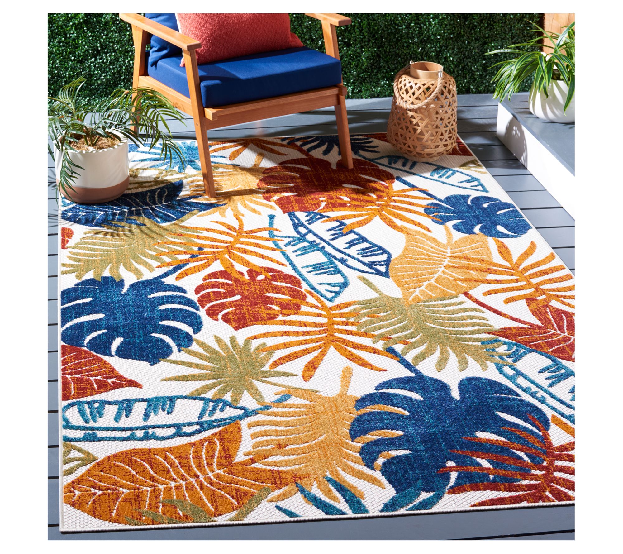 Vinyl Floor Mat Tropical Leaf Pattern - 4' x 6' 