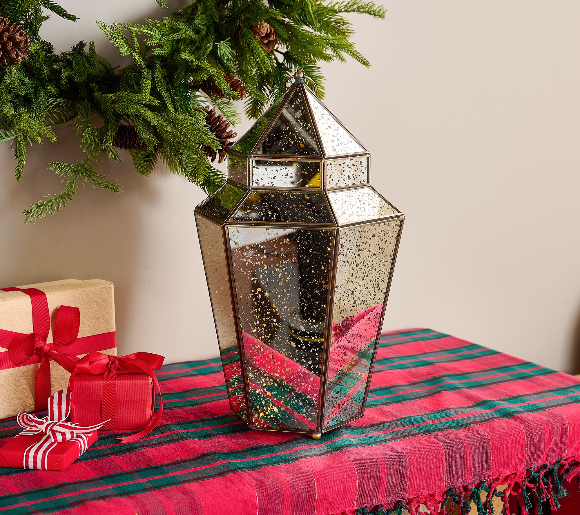 18" Oversized Illuminated Mercury Glass Lantern by Kim Gravel
