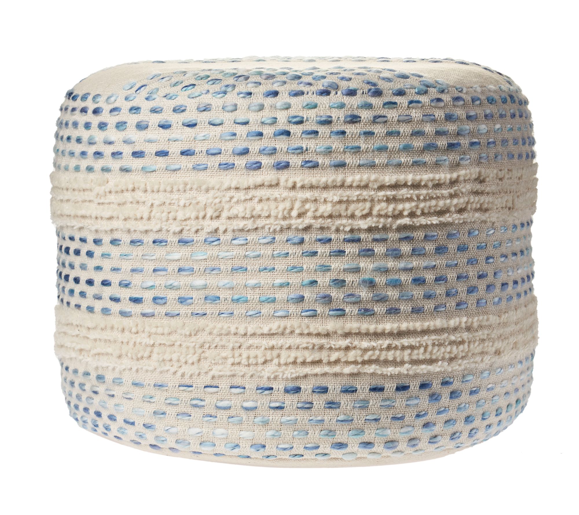 Ox Bay Striped Dots Woven Cotton Blend Pouf Ottoman