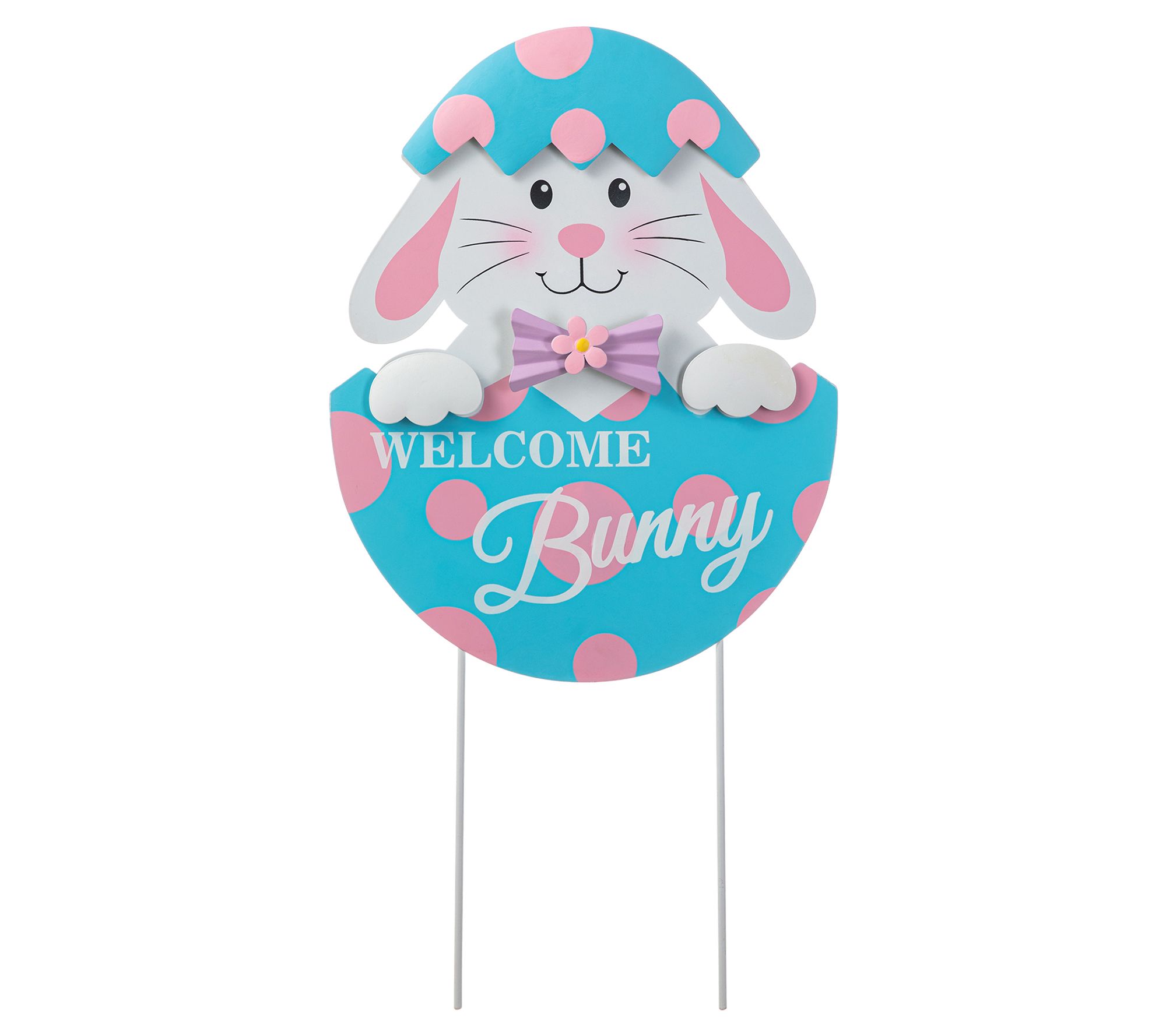 Glitzhome 24" Easter Metal Bunny Egg Yard & Garden Stake