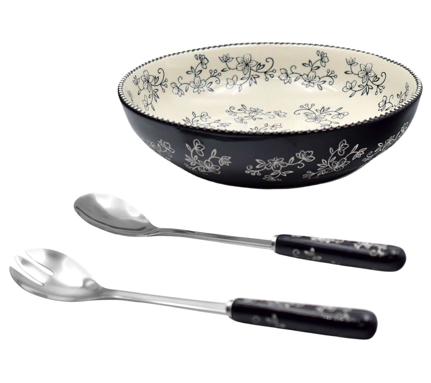 Temp-tations Floral Lace Nostalgic 3qt Serving Bowl w/ Serving Spoons