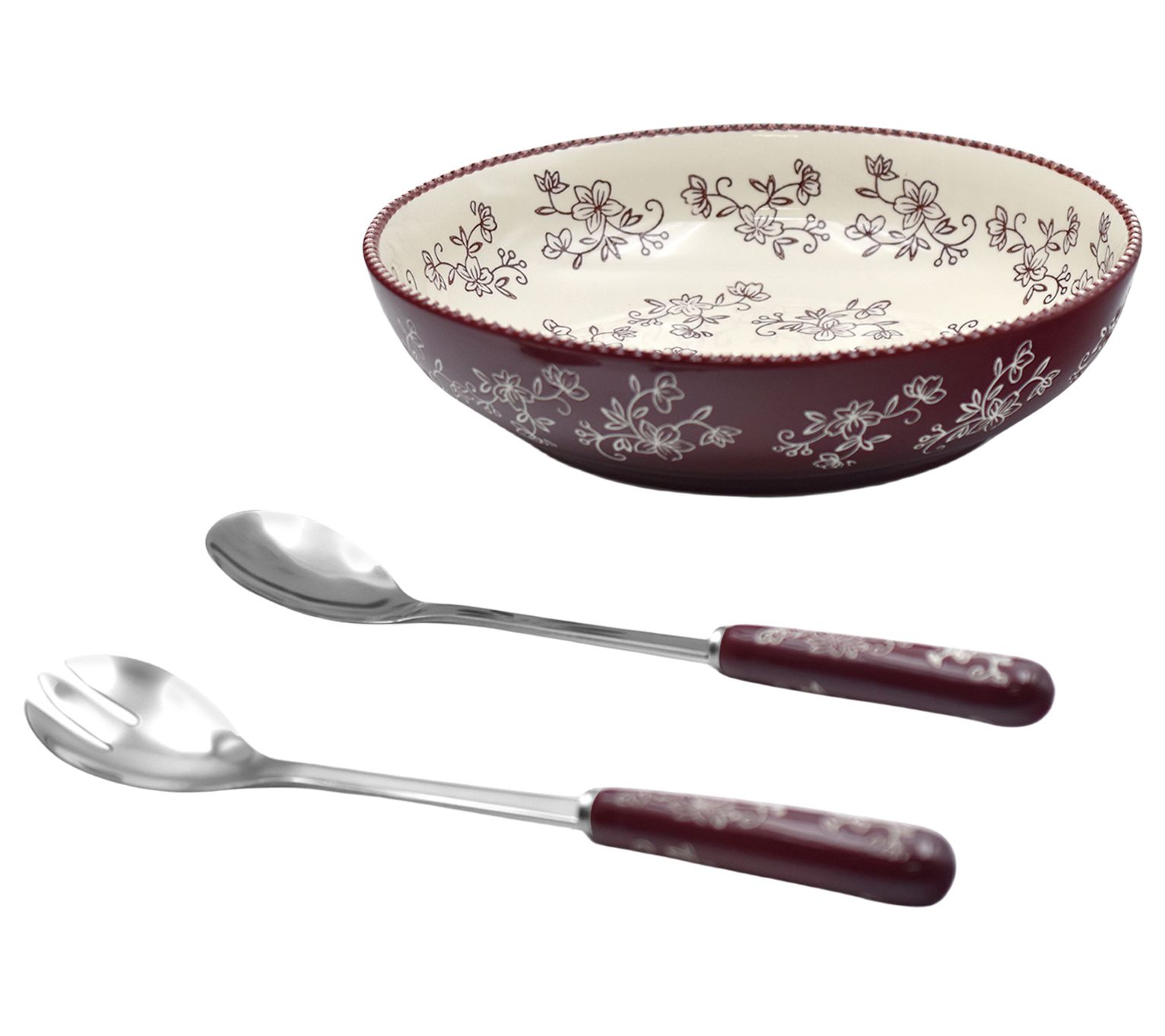 Temp-tations Floral Lace Nostalgic 3qt Serving Bowl w/ Serving Spoons