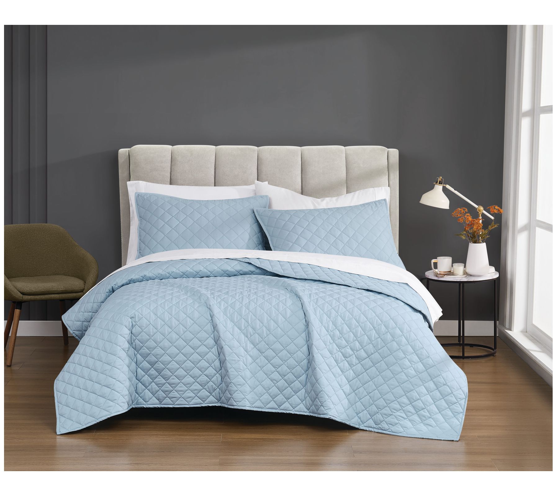 Cannon Solid Percale King 3-Piece Quilt Set