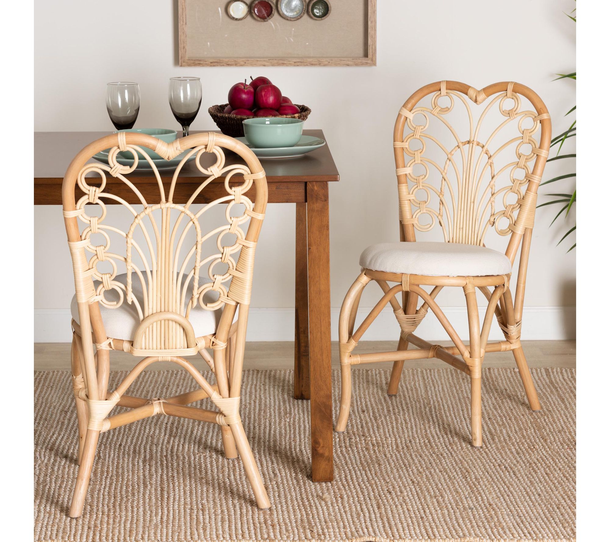 bali & pari Jer ica Natural Bro wn Rattan Dinin g Chair