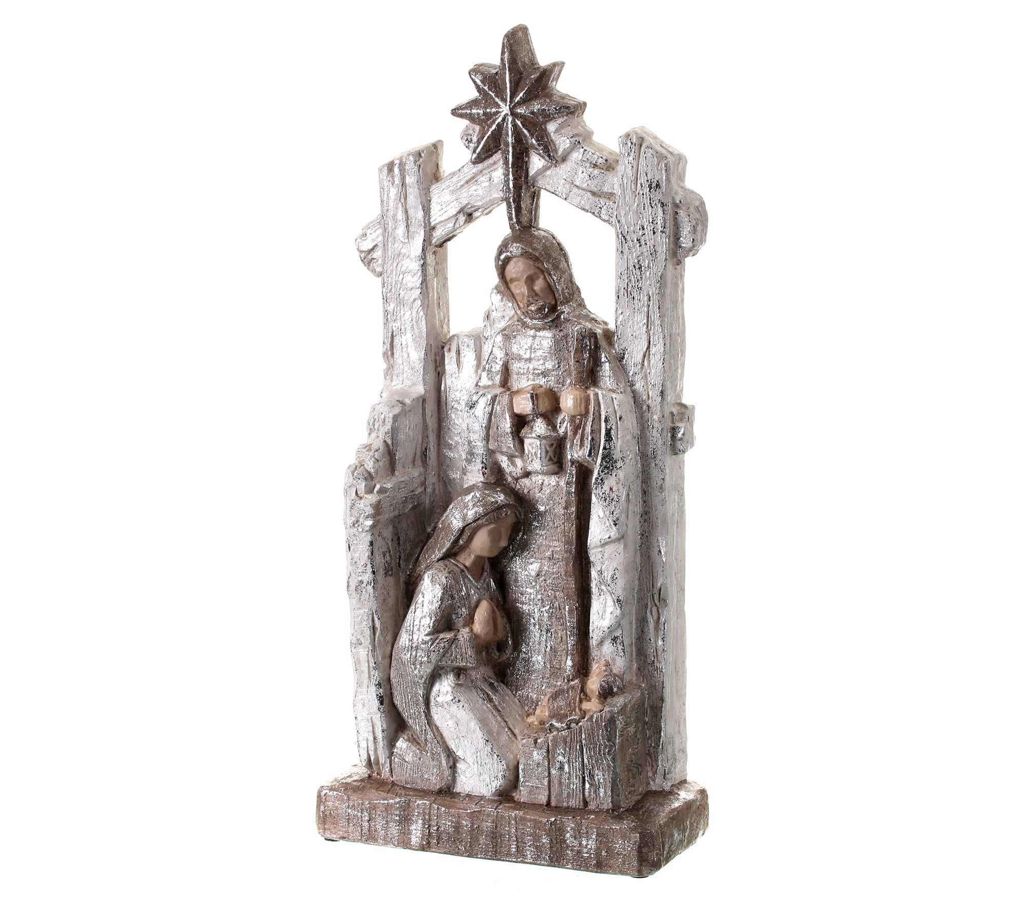19.5" Paperstone Metallic Holy Family With Cresh by Valerie