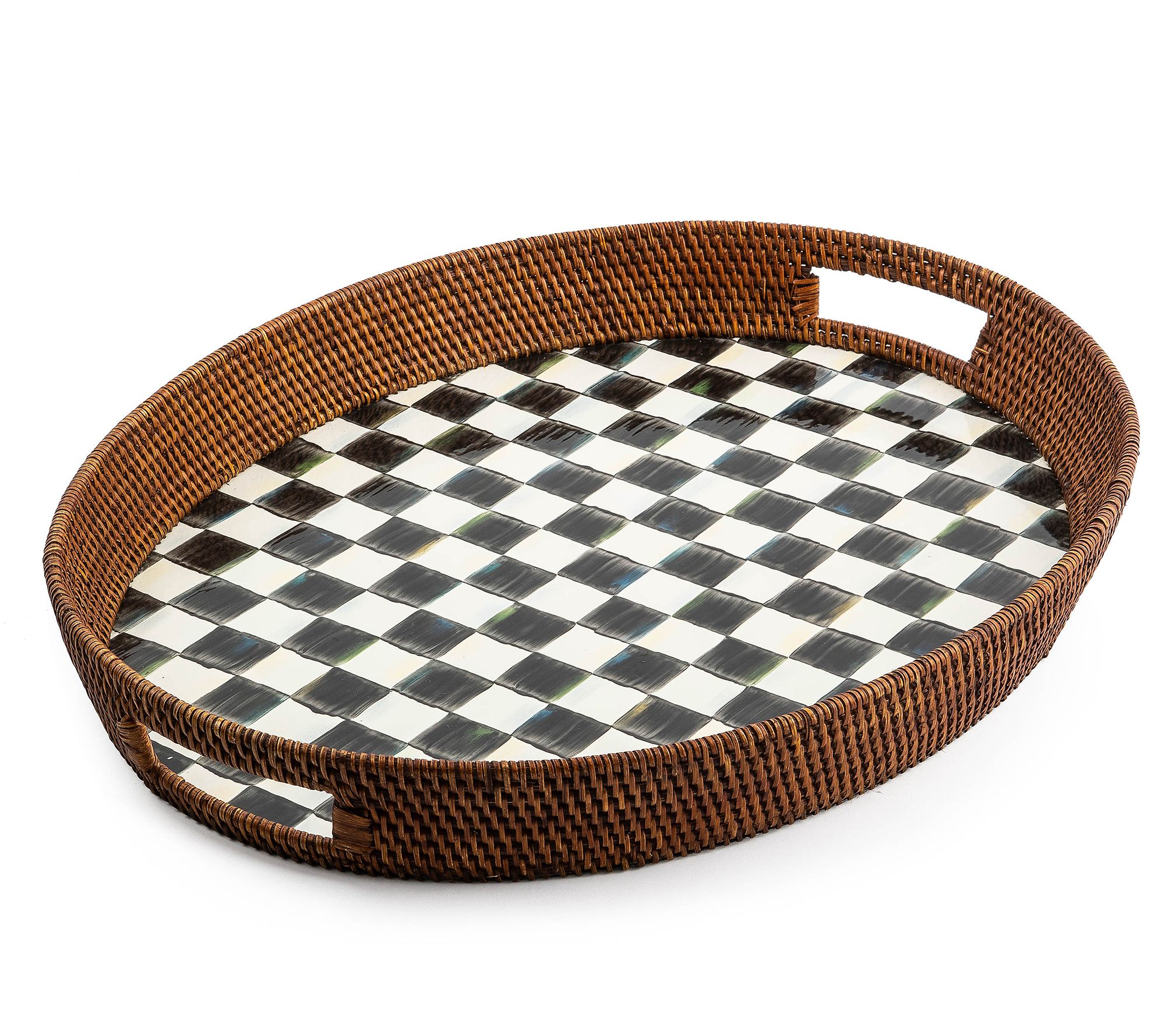 MacKenzie-Childs Rattan & Enamel Party ServingTray