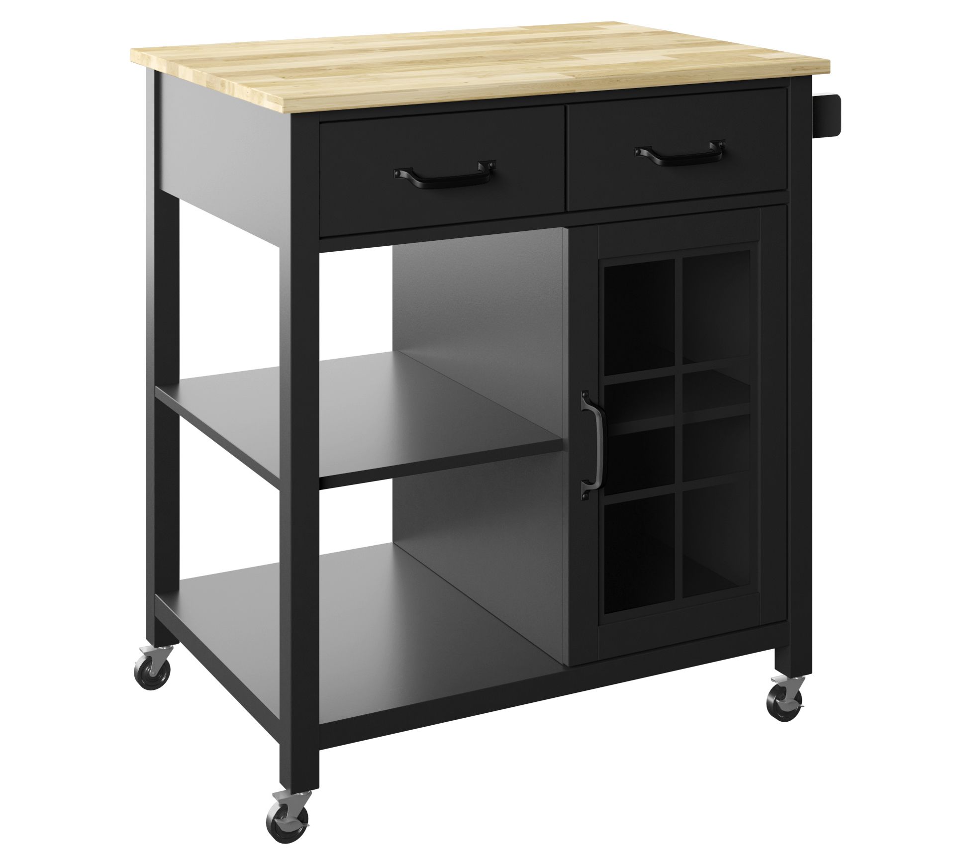 Twin Star Home Rolling Kitchen Cart W Locking Wheels