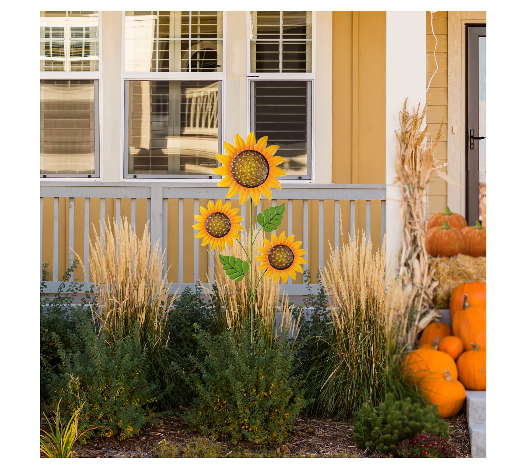 Glitzhome 48.25"H Fall Metal Sunflowers GardenStake