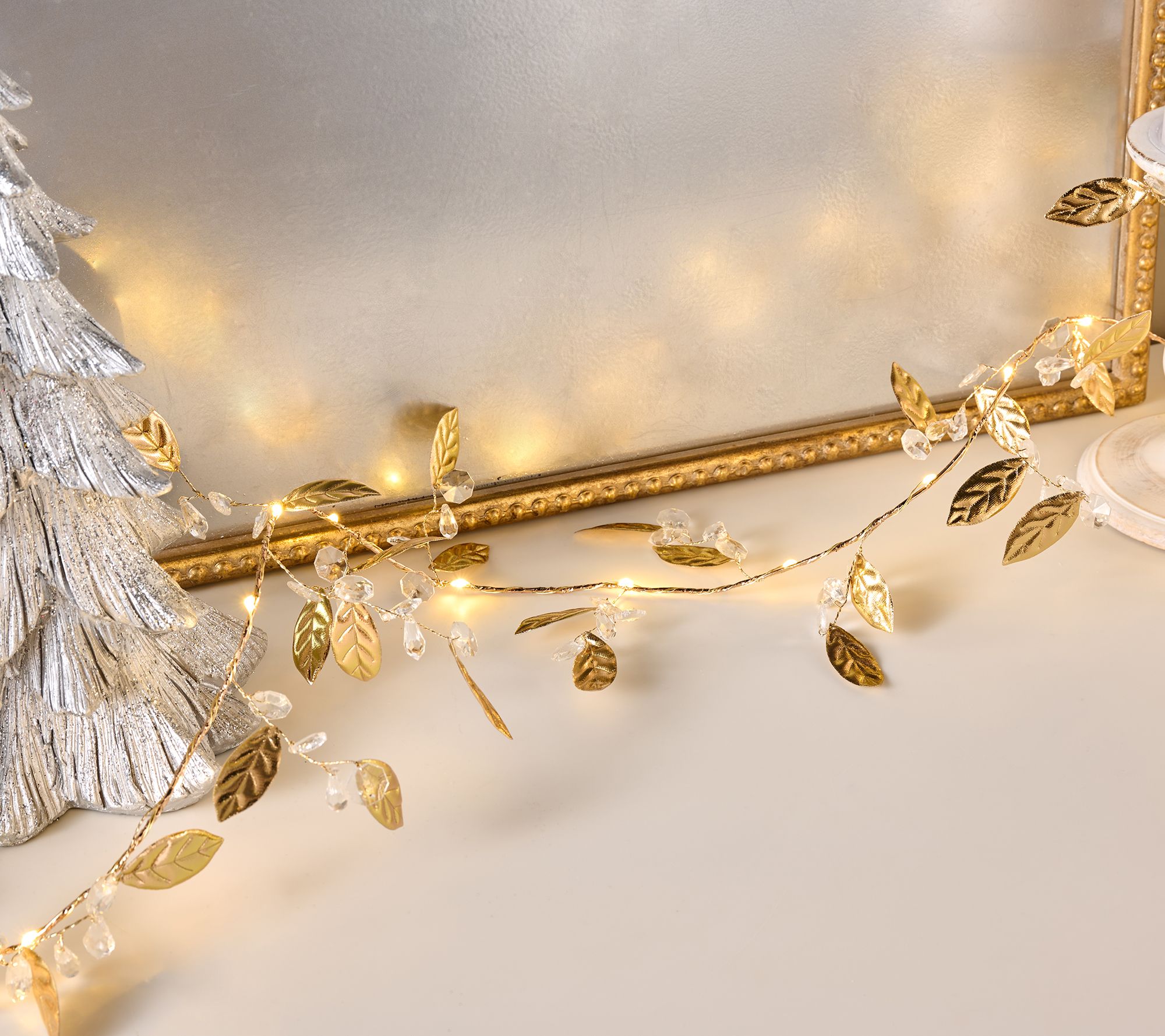 "As Is" 6' Decorative Crystal and Magnolia Light Strand