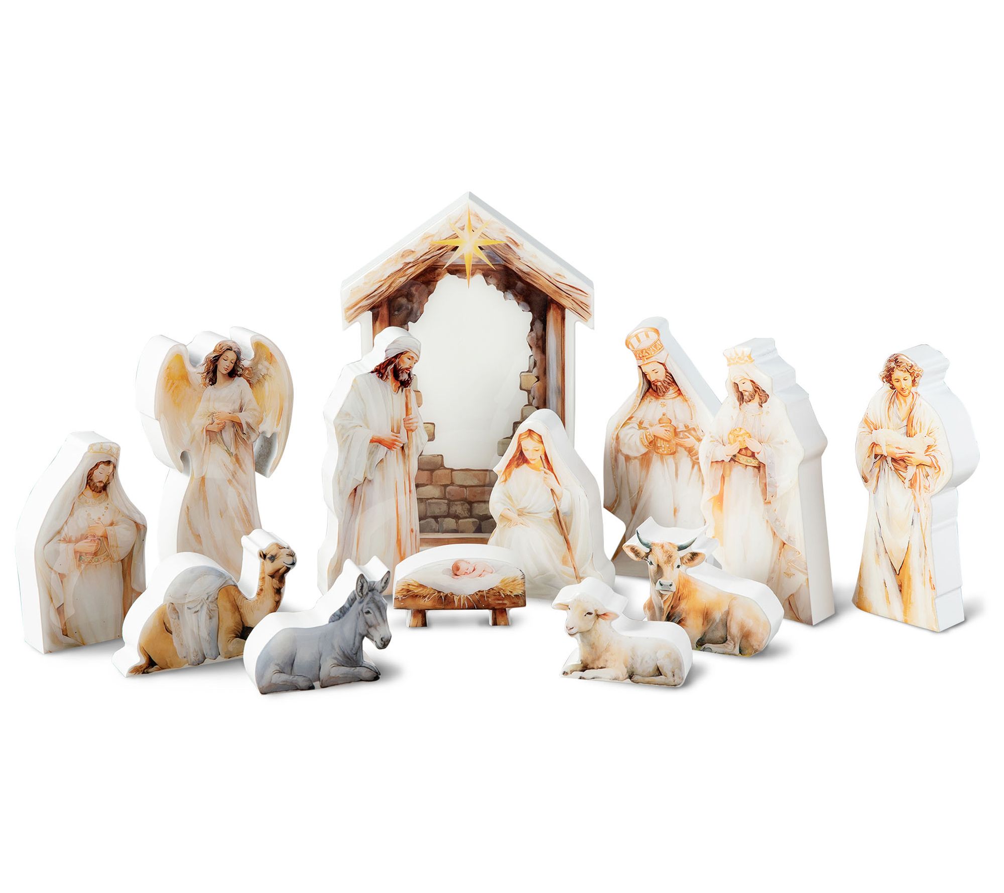 Glitzhome 13 pc Christmas Nativity Figurine Set