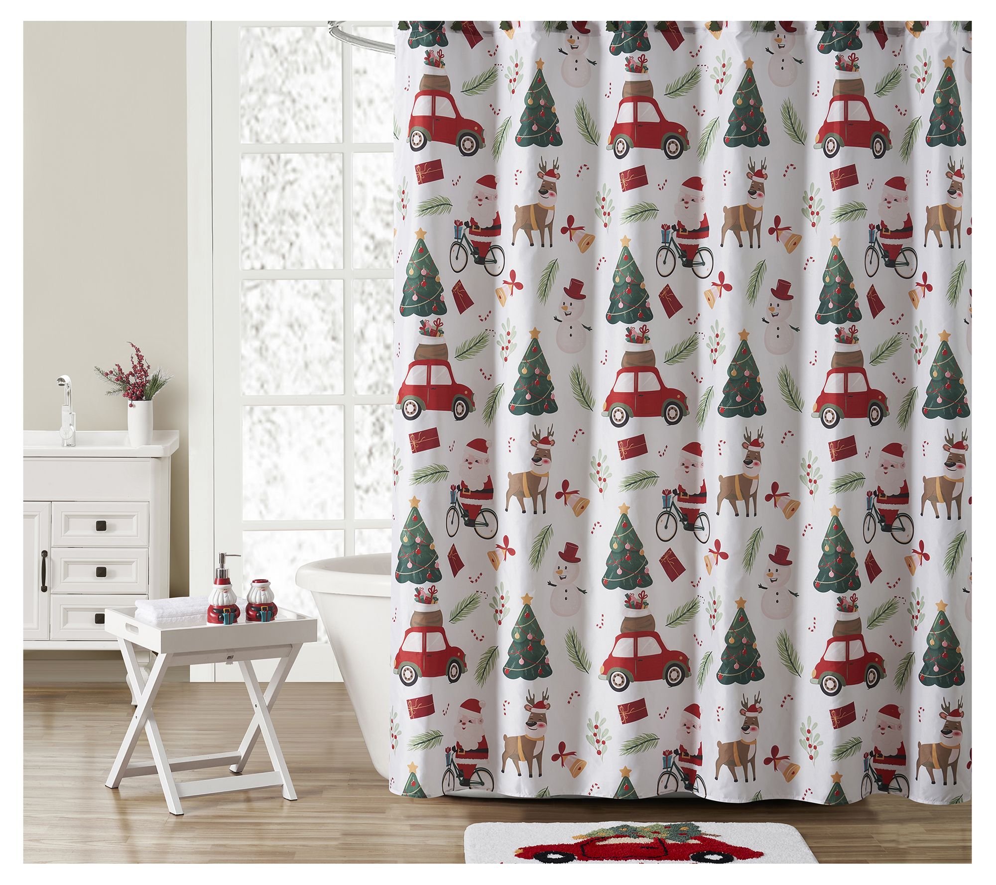 VCNY Home 16-Piece Santa Snowman Shower CurtainBath Set