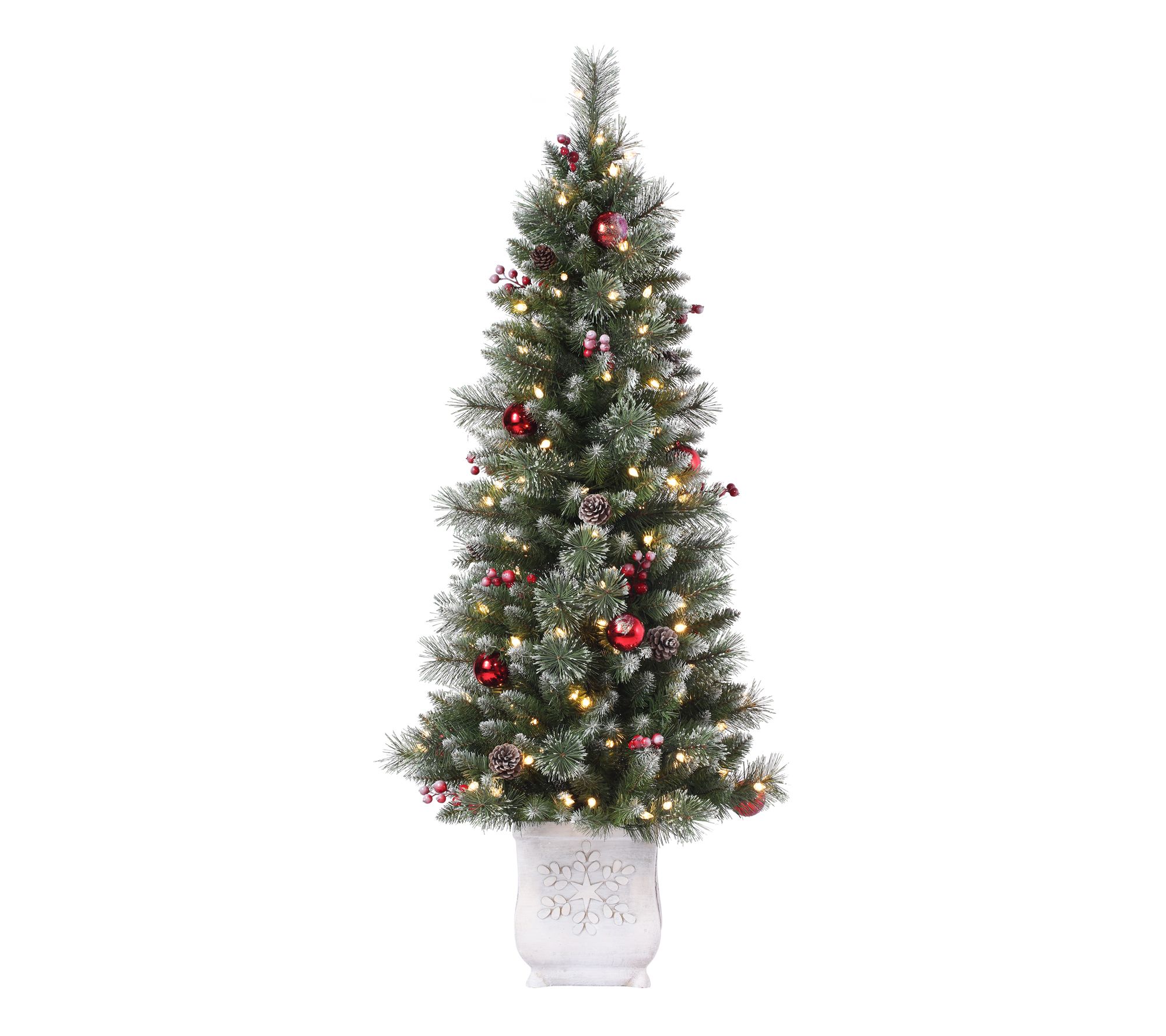 Haute Decor 4.5' Prelit Frosted Ithica Pine Potted Tree