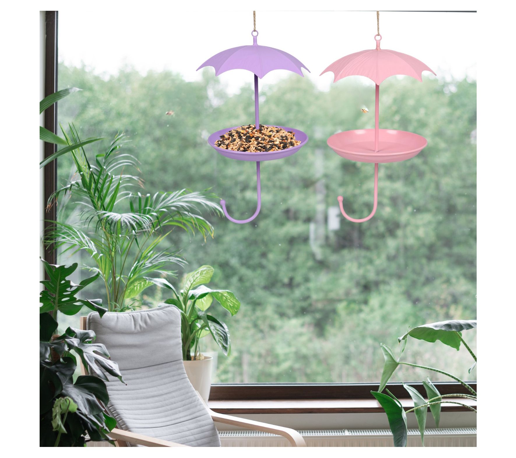 Young's Metal Umbrella Bird Feeder, Set of 2