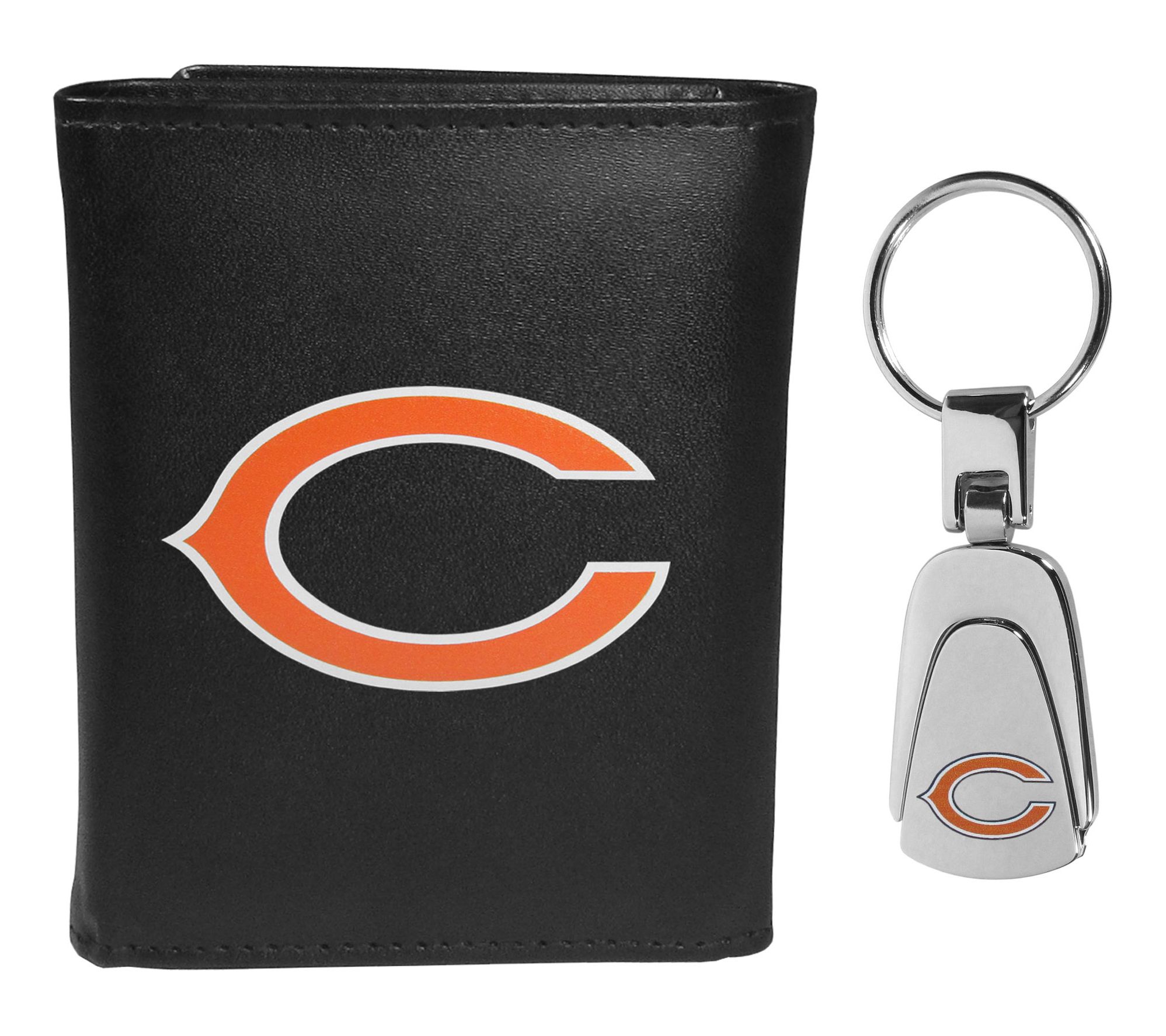 Siskiyou Sports NFL Leather Tri-Fold Wallet & Steel Key Chain