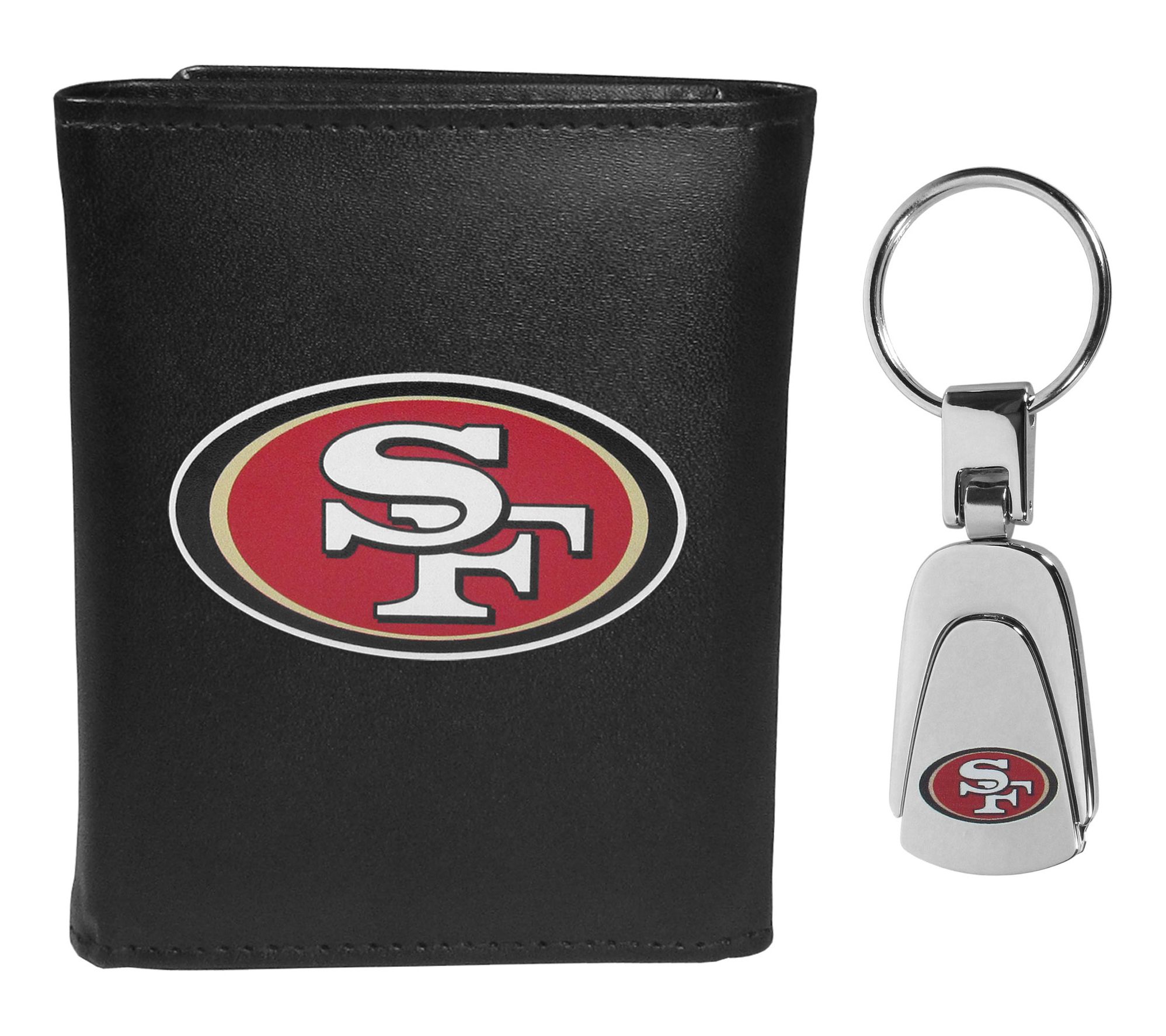 Siskiyou Sports NFL Leather Tri-Fold Wallet & S teel Key Chain