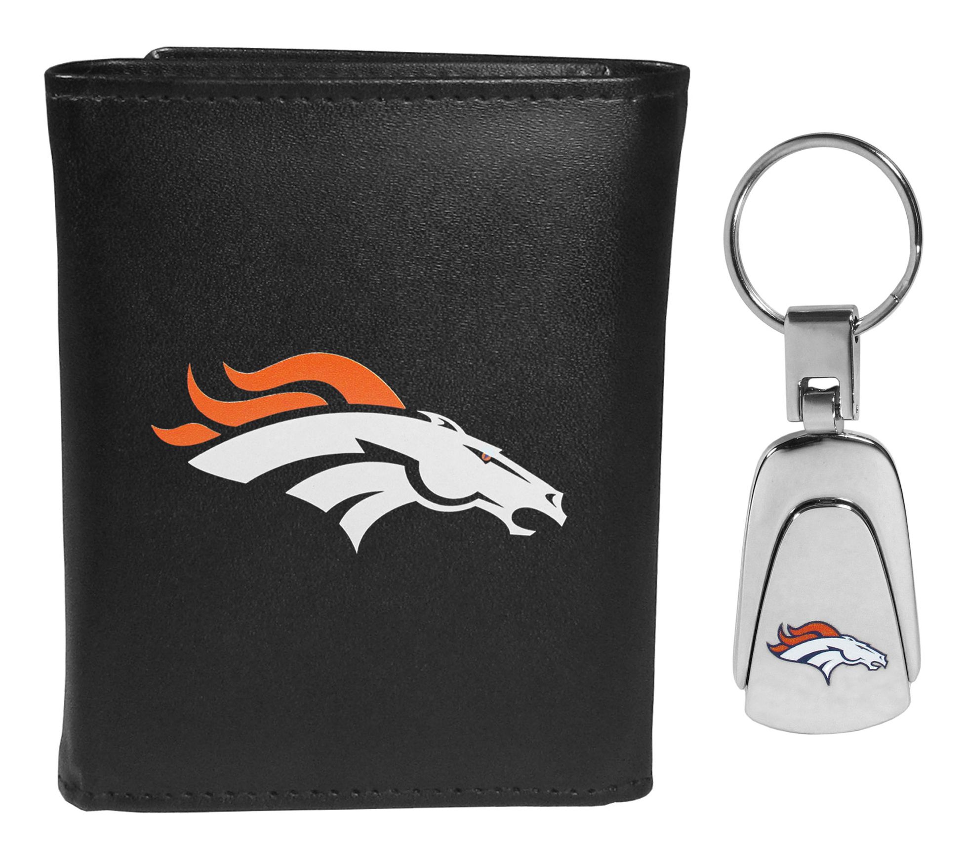 Siskiyou Sports NFL Leather Tri-Fold Wallet & Steel Key Chain