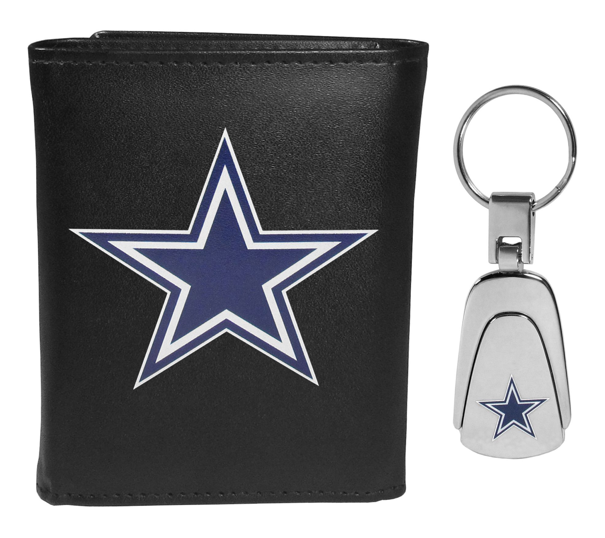 Siskiyou Sports NFL Leather Tri-Fold Wallet & Steel Key Chain
