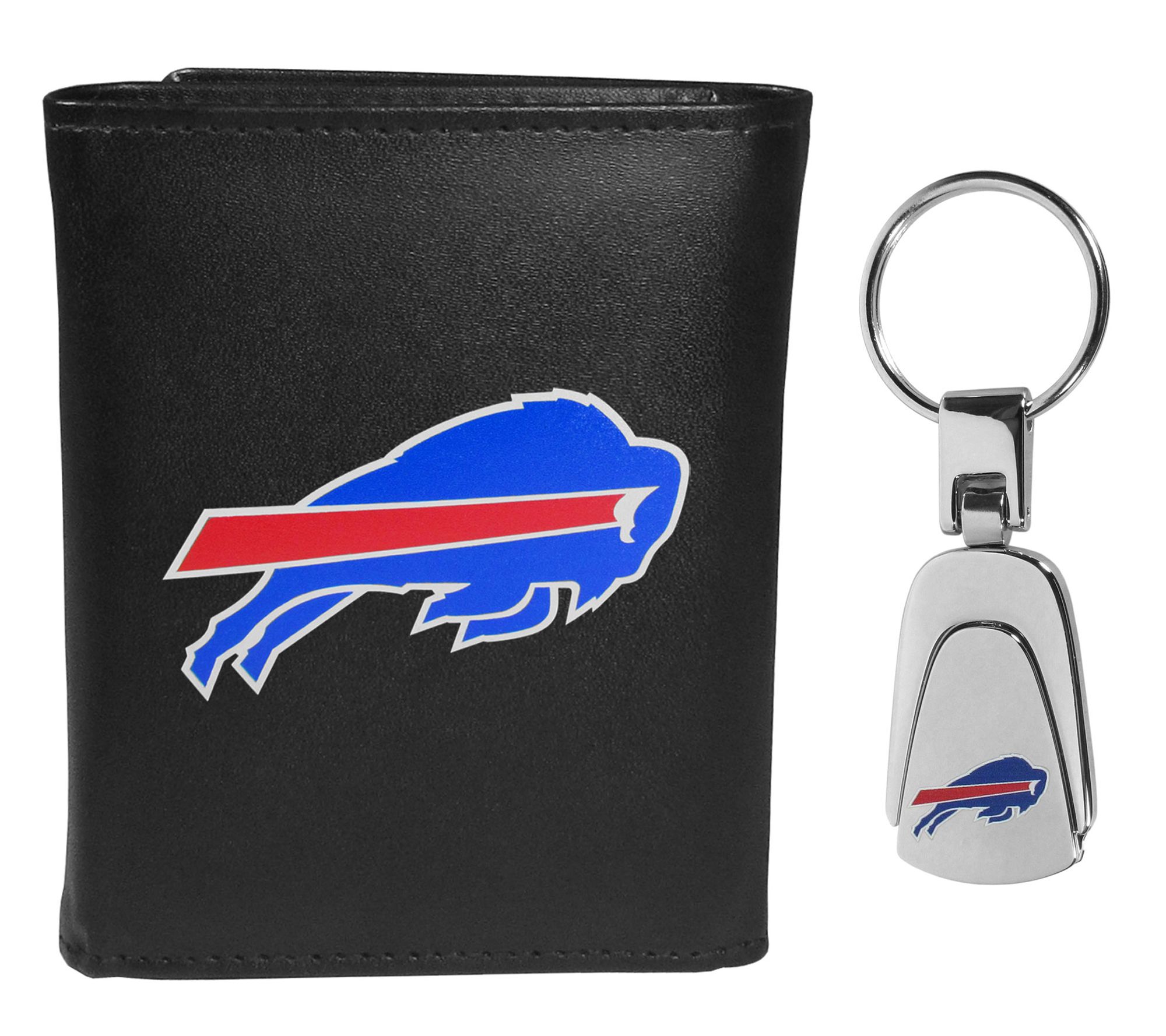 Siskiyou Sports NFL Leather Tri-Fold Wallet & Steel Key Chain