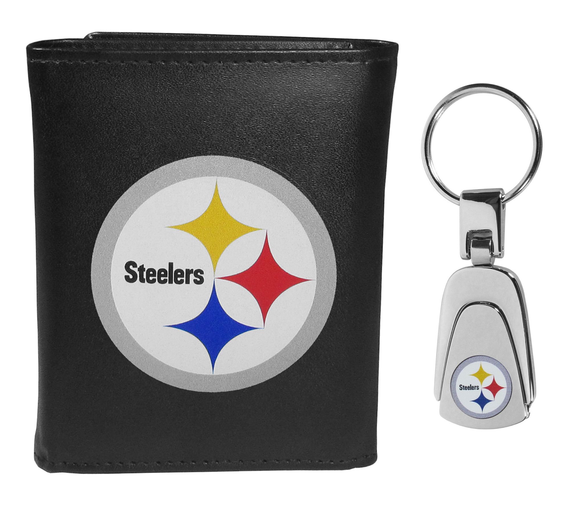 Siskiyou Sports NFL Leather Tri-Fold Wallet & Steel Key Chain