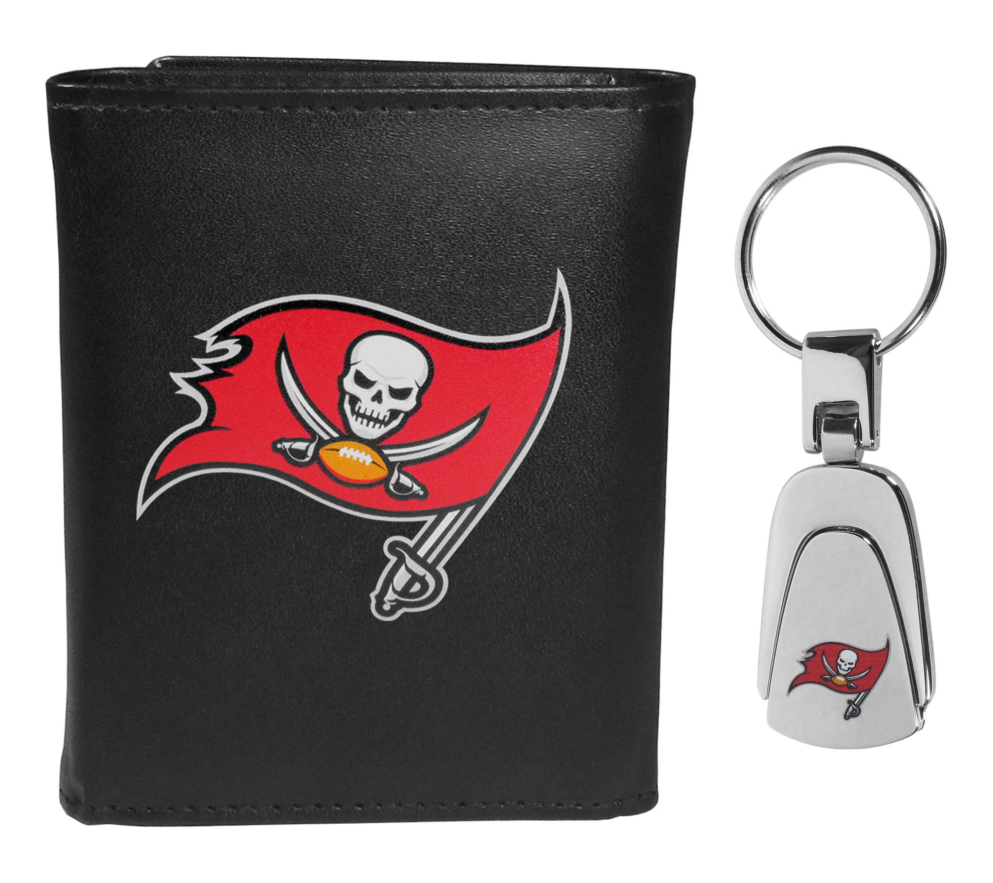 Siskiyou Sports NFL Leather Tri-Fold Wallet & S teel Key Chain