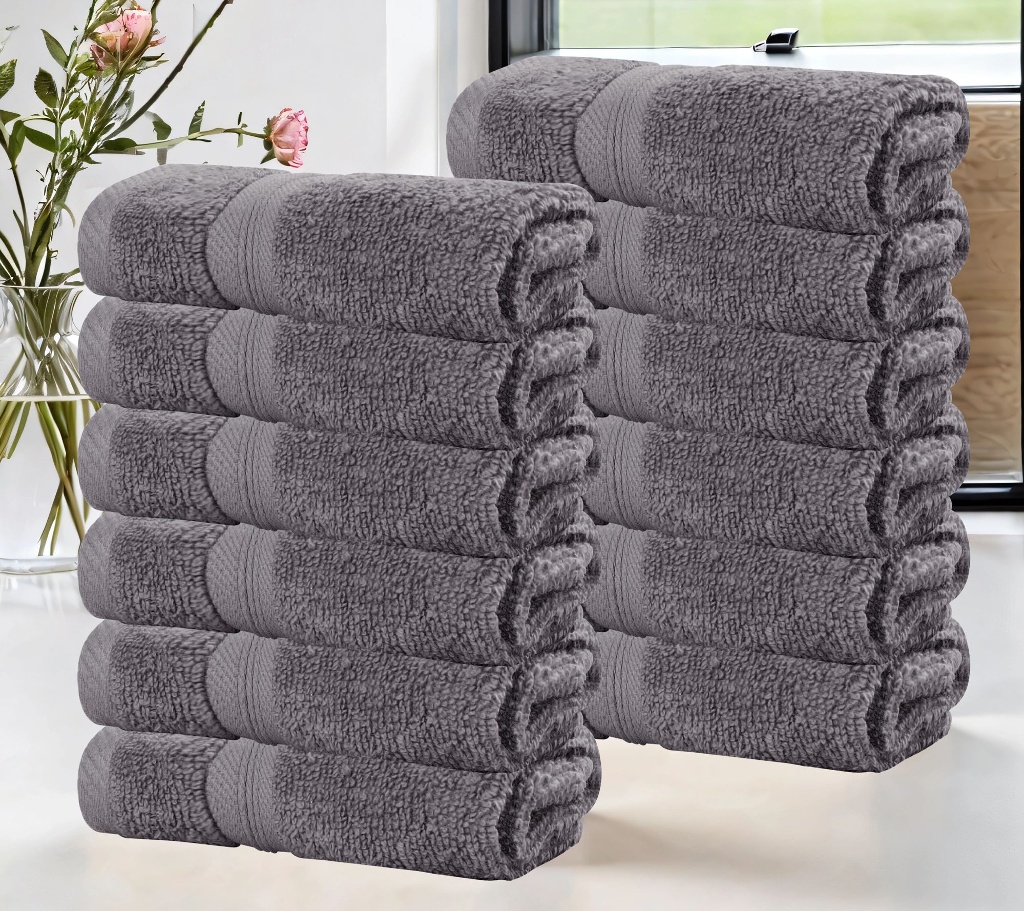Superior 12 Piece Smart Dry Zero Twist Cotton Face Towel Set