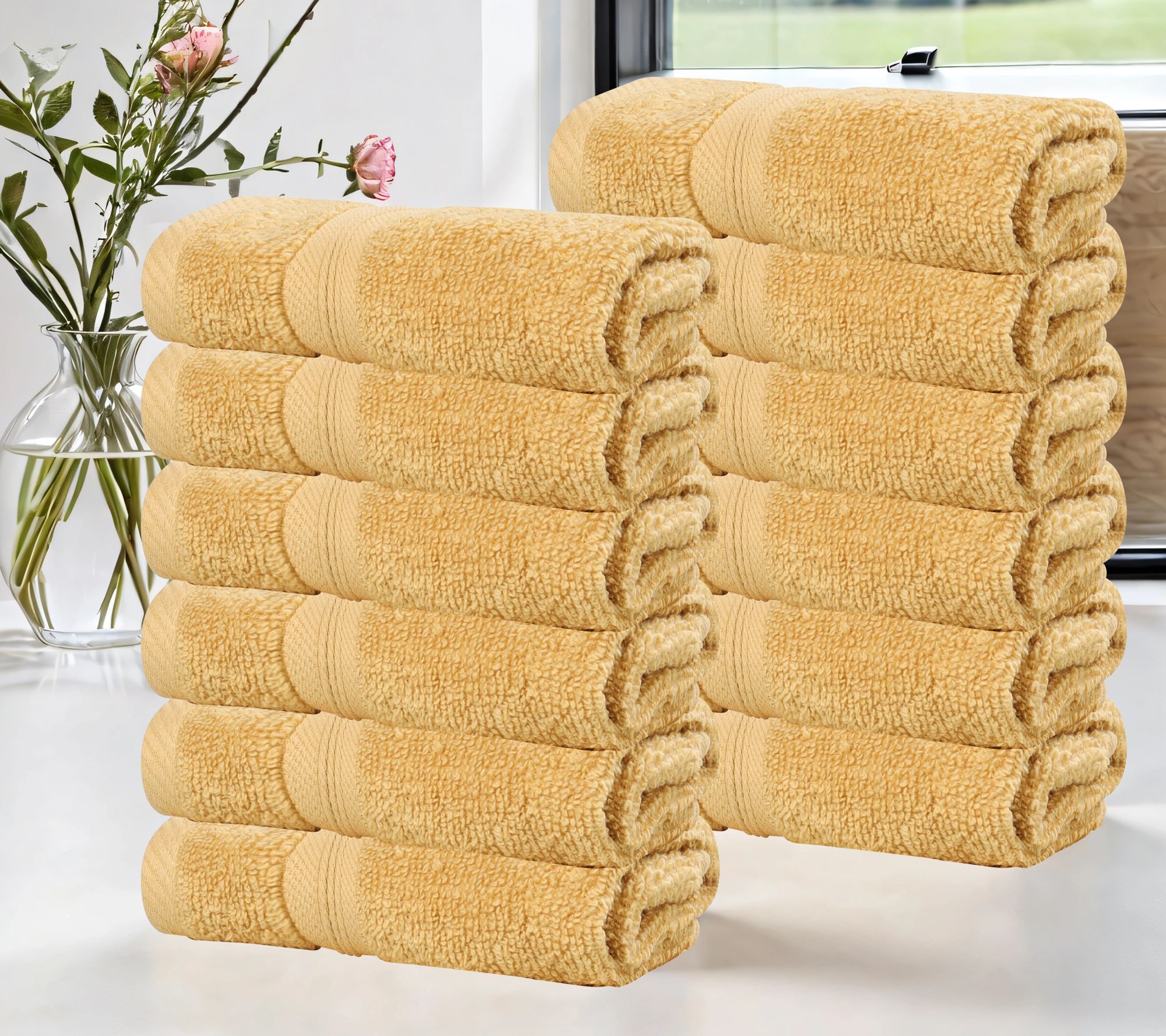 Superior 12 Piece Smart Dry Zero Twist Cotton Face Towel Set
