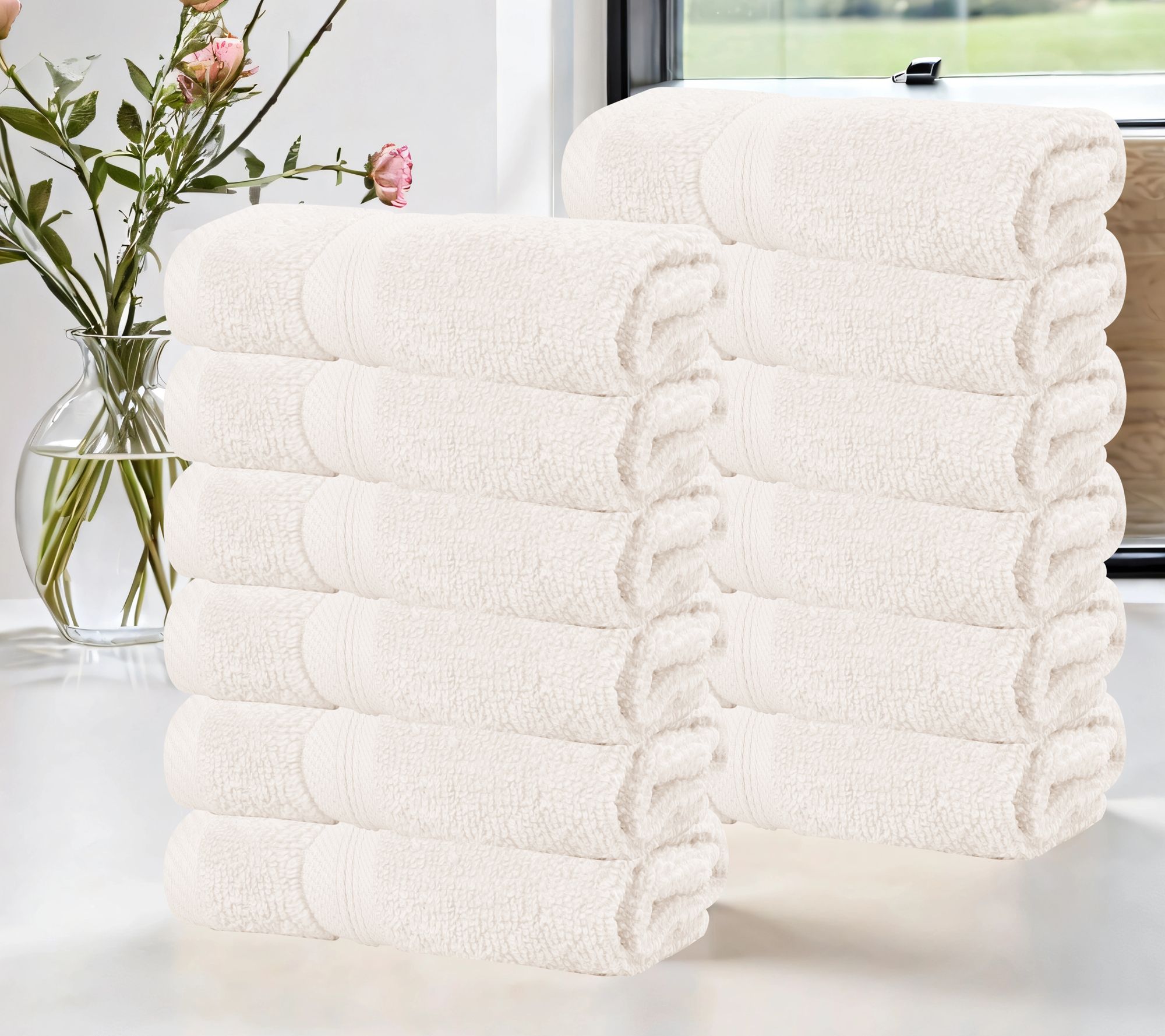 Superior 12 Piece Smart Dry Zero Twist Cotton Face Towel Set