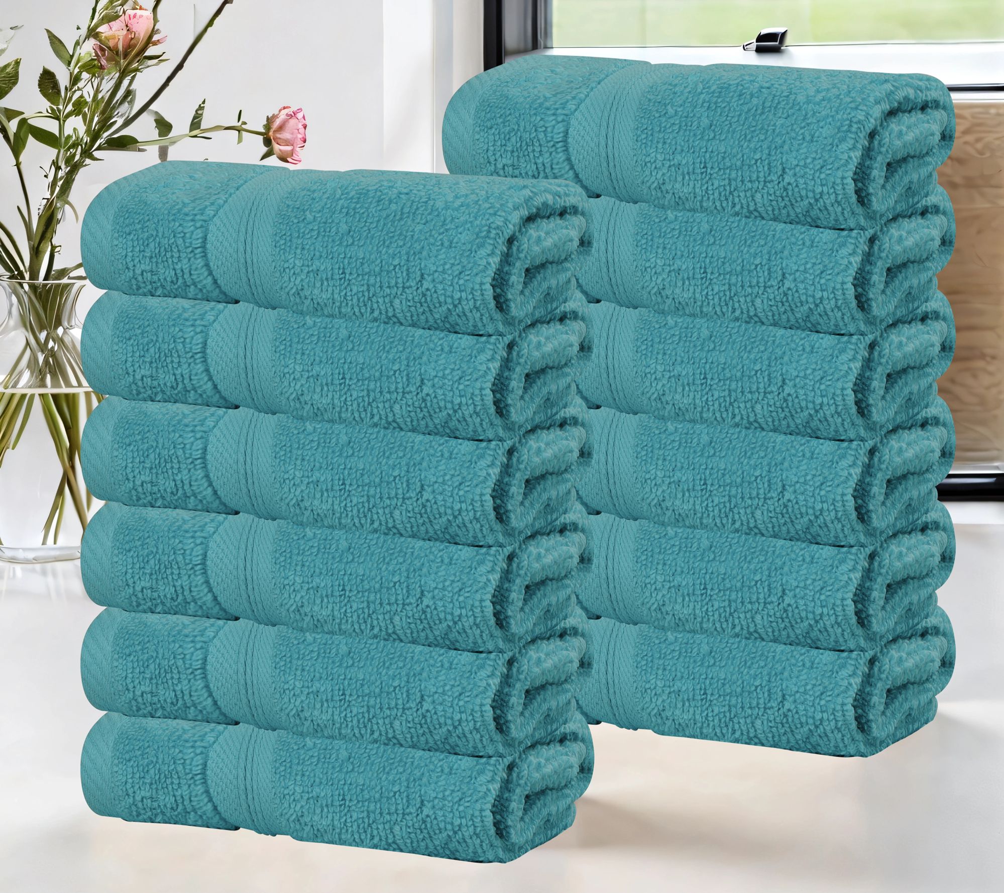 Superior 12 Piece Smart Dry Zero Twist Cotton Face Towel Set