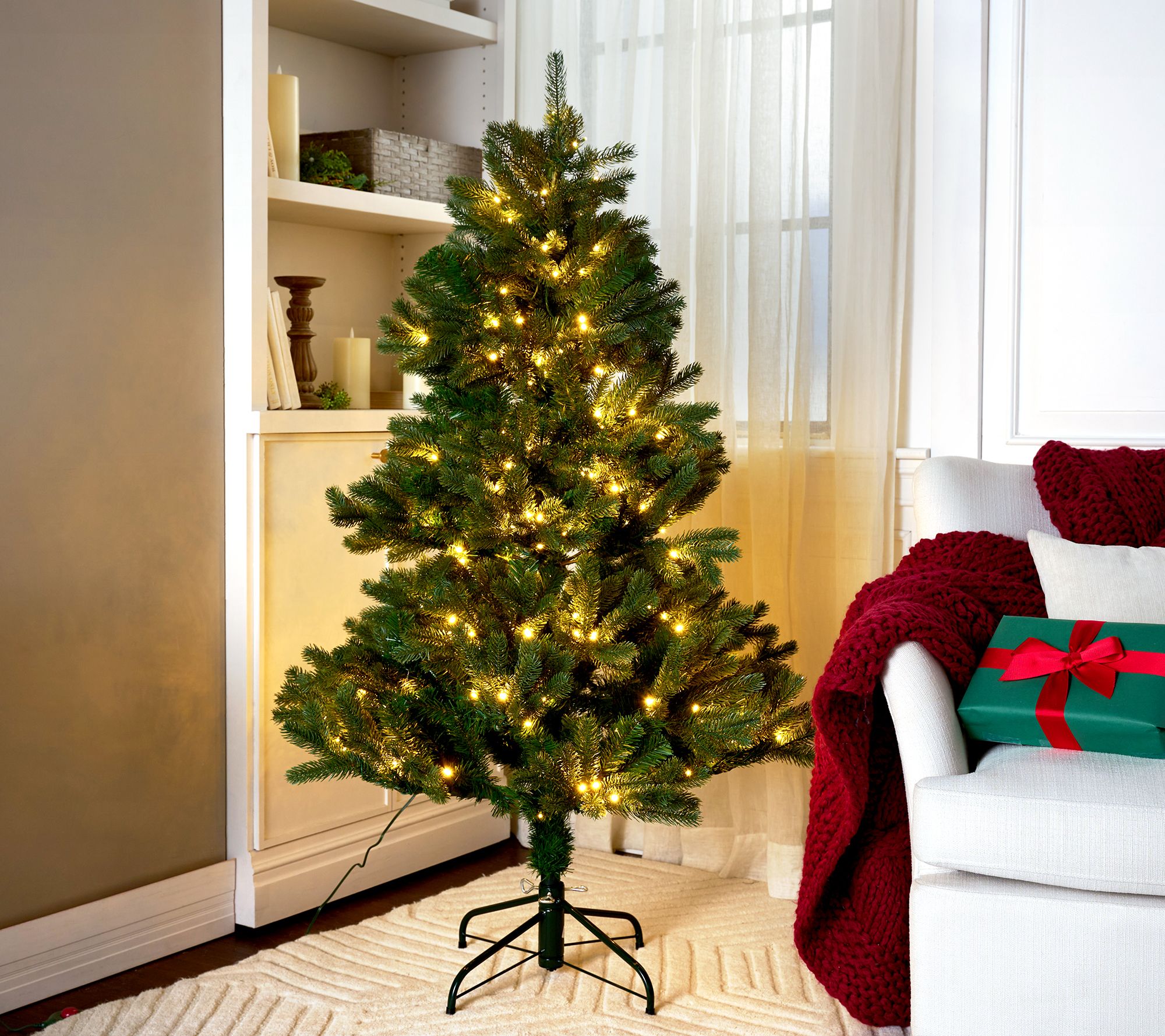 "As Is" 5' Twinkling Natural Touch Spruce Tree by Valerie